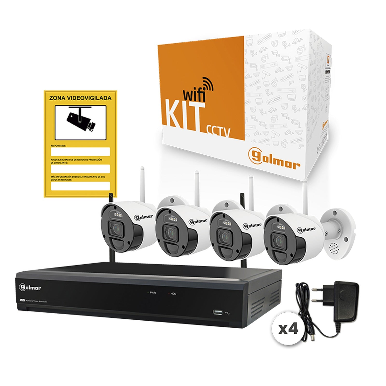 KIT-4BWIFI con NVR inalámbrico y 4 bullet CIP-4BWIFI Golmar – Ref. 31600910 - referencia 31600910