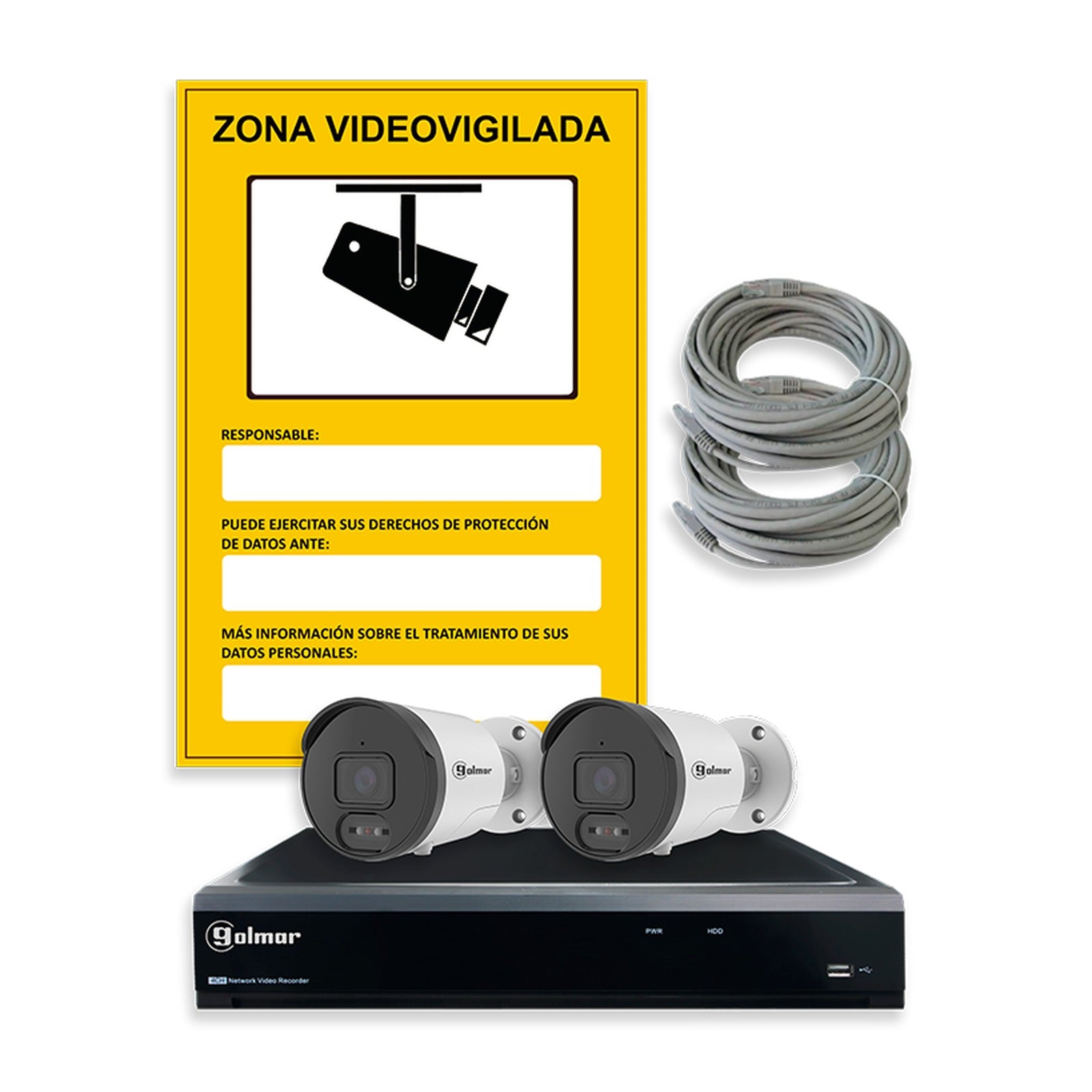 KIT-21B414N con NVR y 2 bullet CIP-21B4E de 4 Mpx Golmar – Ref. 31600984 - referencia 31600984