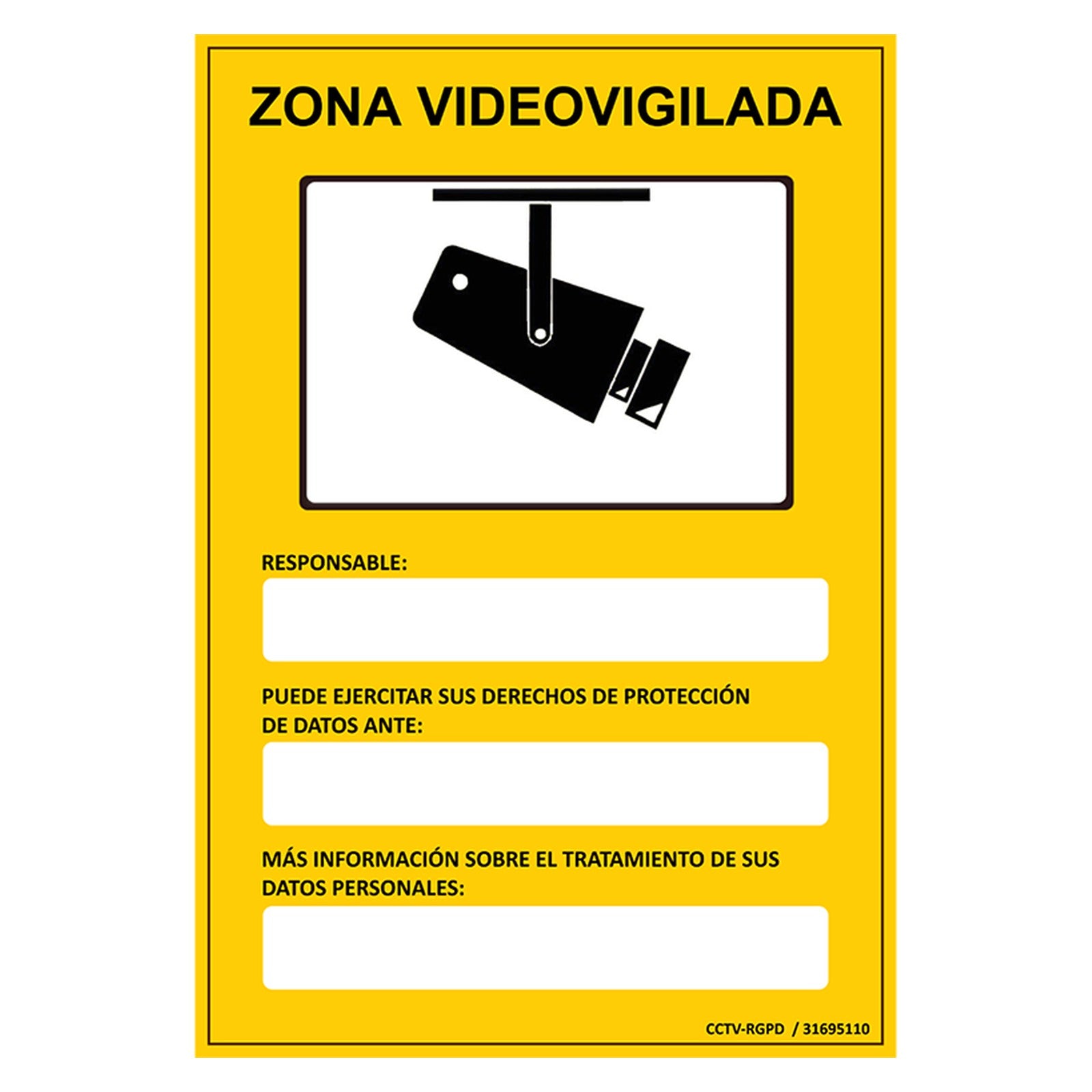 Placa homologada CCTV-RGPD zona videovigilada Golmar – Ref. 31695110 - referencia 31695110