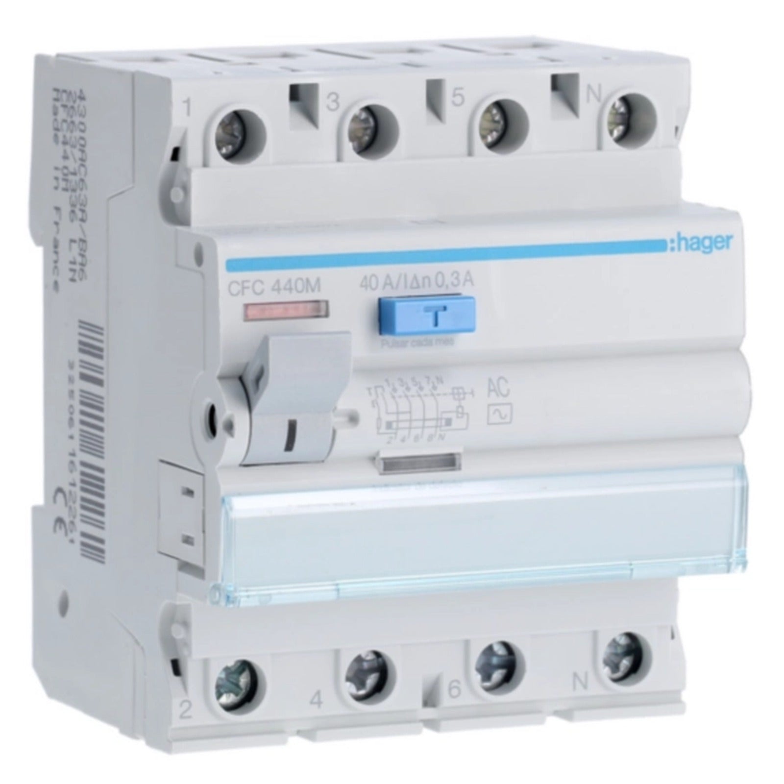Interruptor diferencial 4P 40 A 300 mA tipo AC para terciario Hager – Ref. CFC440M - referencia CFC440M