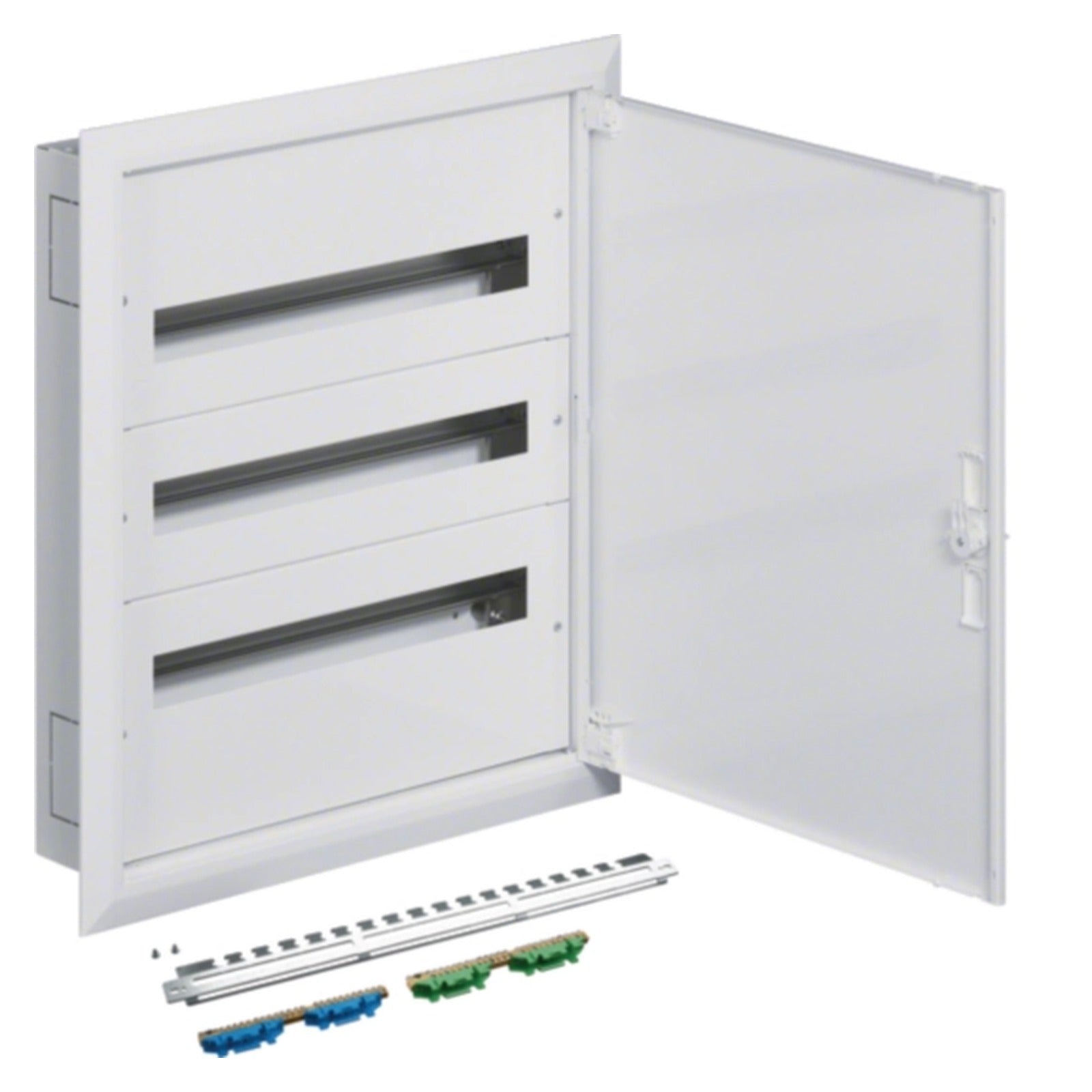 Caja de distribución FW2 empotrar, metálica 3 filas × 24 módulos (72 módulos), clase I, blanco Hager – Ref. FW324FT - referencia FW324FT