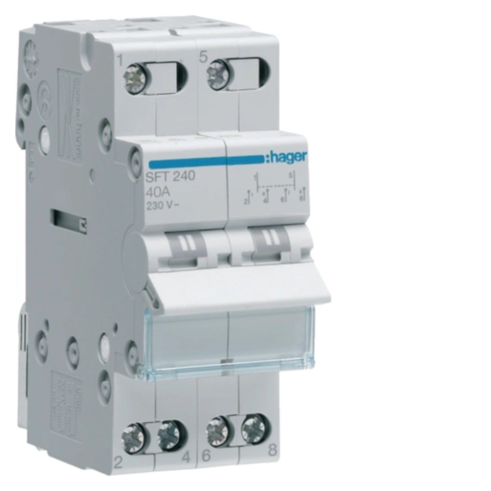 Conmutador modular 2 polos 40 A con común arriba I-0-II Hager – Ref. SFT240 - referencia SFT240