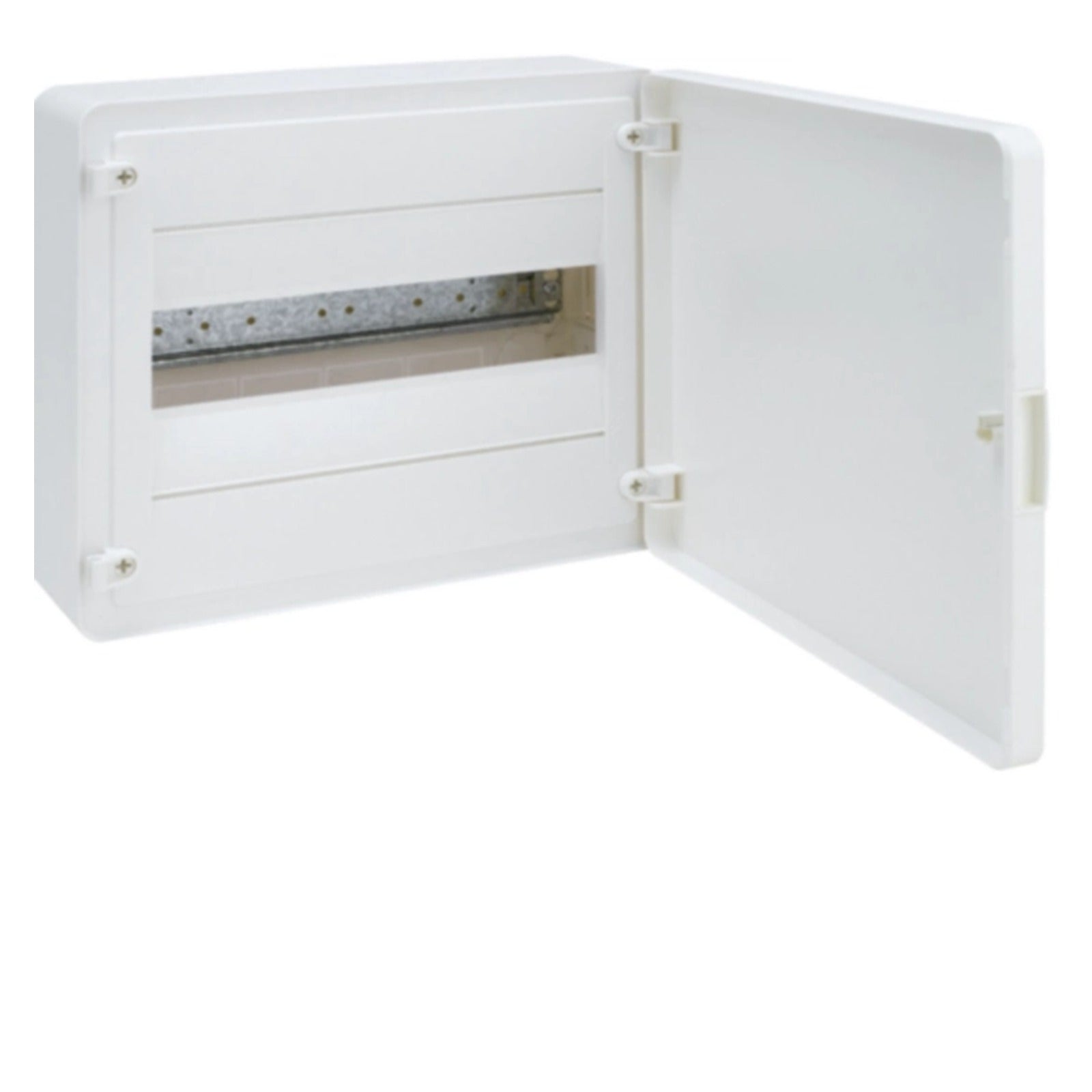 Caja de superficie golf serie VS, 1 fila, 12 módulos, puerta opaca blanca y regleta Hager – Ref. VS112PE - referencia VS112PE