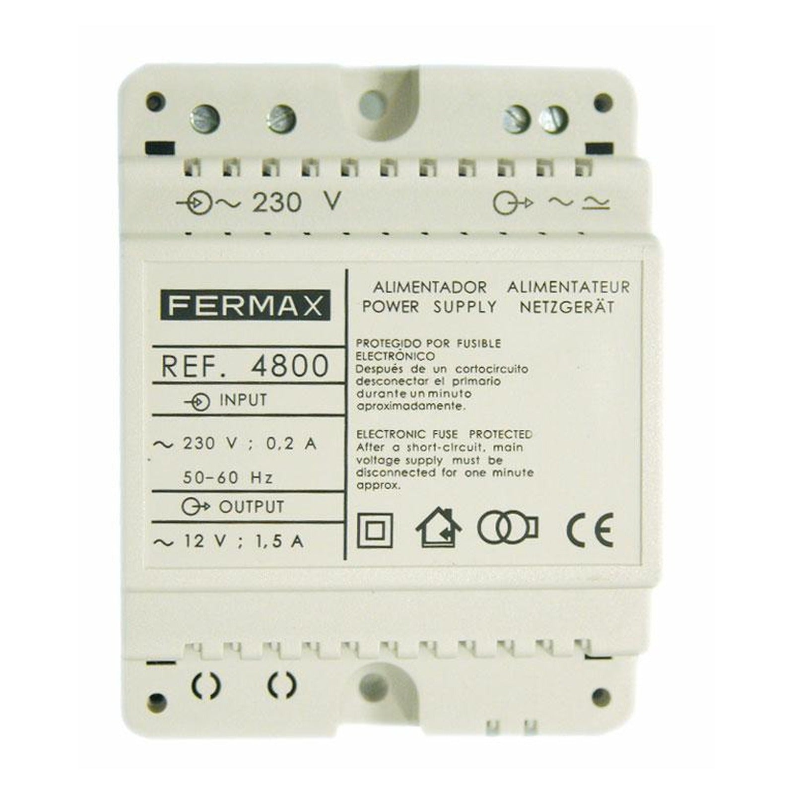 Alimentador Fermax DIN de 230 V CA a 12 V CA, 1,5 A – Ref. 4800 - referencia 4800