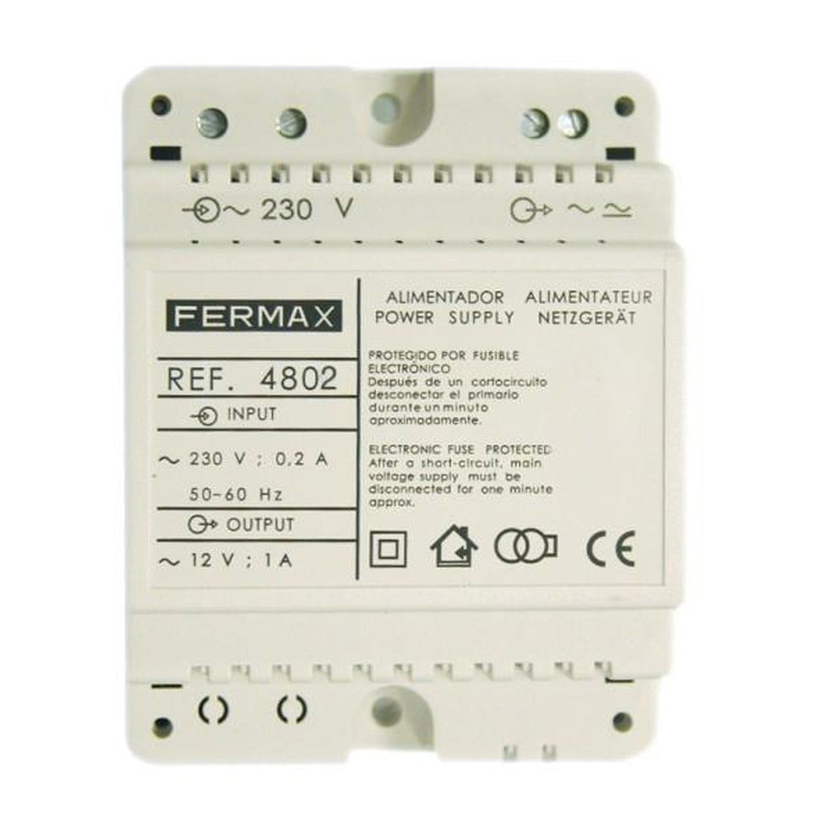 Alimentador Fermax DIN de 230 V CA a 12 V CA, 1 A – Ref. 4802 - referencia 4802