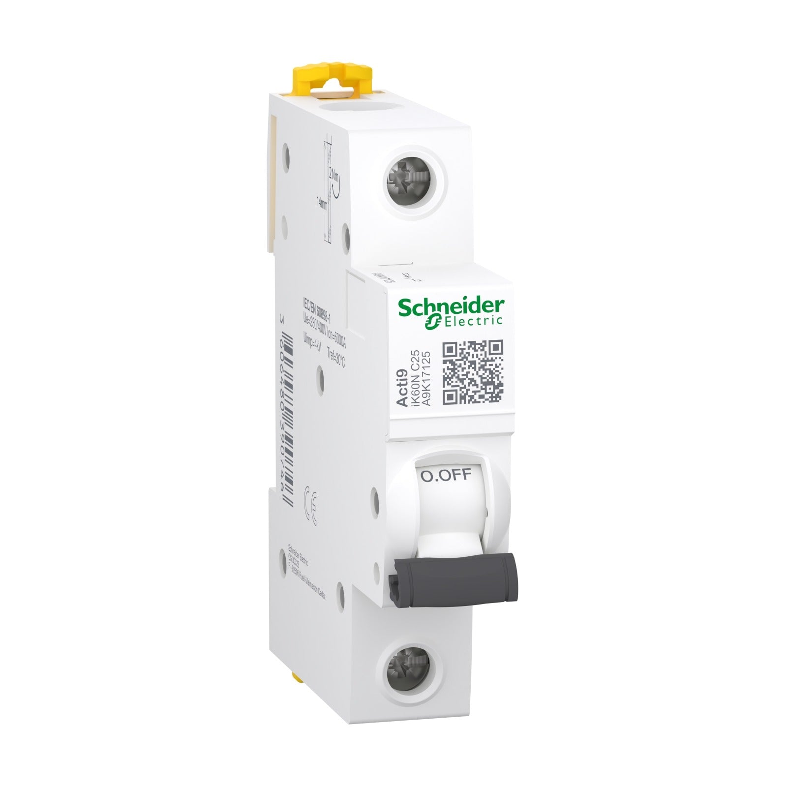 miniature circuit breaker - iK60N - 1P - 25 A - C curve Schneider Electric A9K17125 - referencia A9K17125