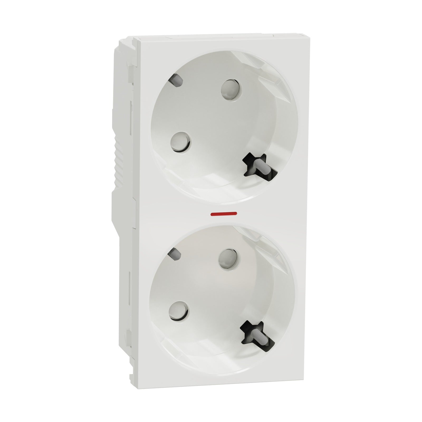 New unica, enchufe doble, 2P + E, 16 A, Schuko, conexión por tornillos, polar Schneider Electric NU306718 - referencia NU306718