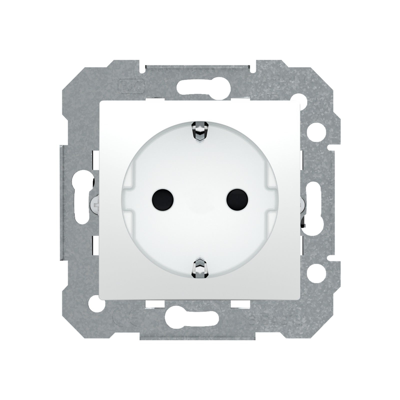 Viva, Schuko, emborne tornillo, proteccion de seguridad Viva, blanca con garras 16 A 250 vac BJC Viva - referencia 23524-X