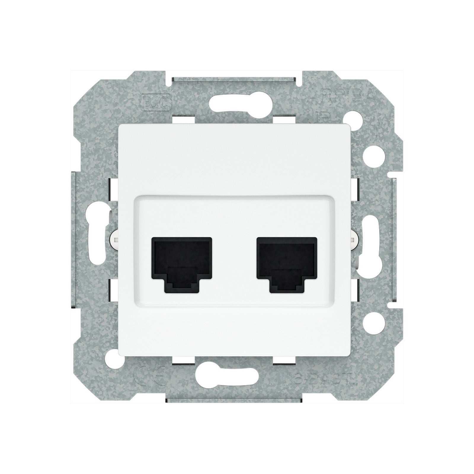 Viva, toma doble rj vacia, blanca sin garras adaptadores compatibles con conectores rj 45 con formato k BJC Viva - referencia 23682-2