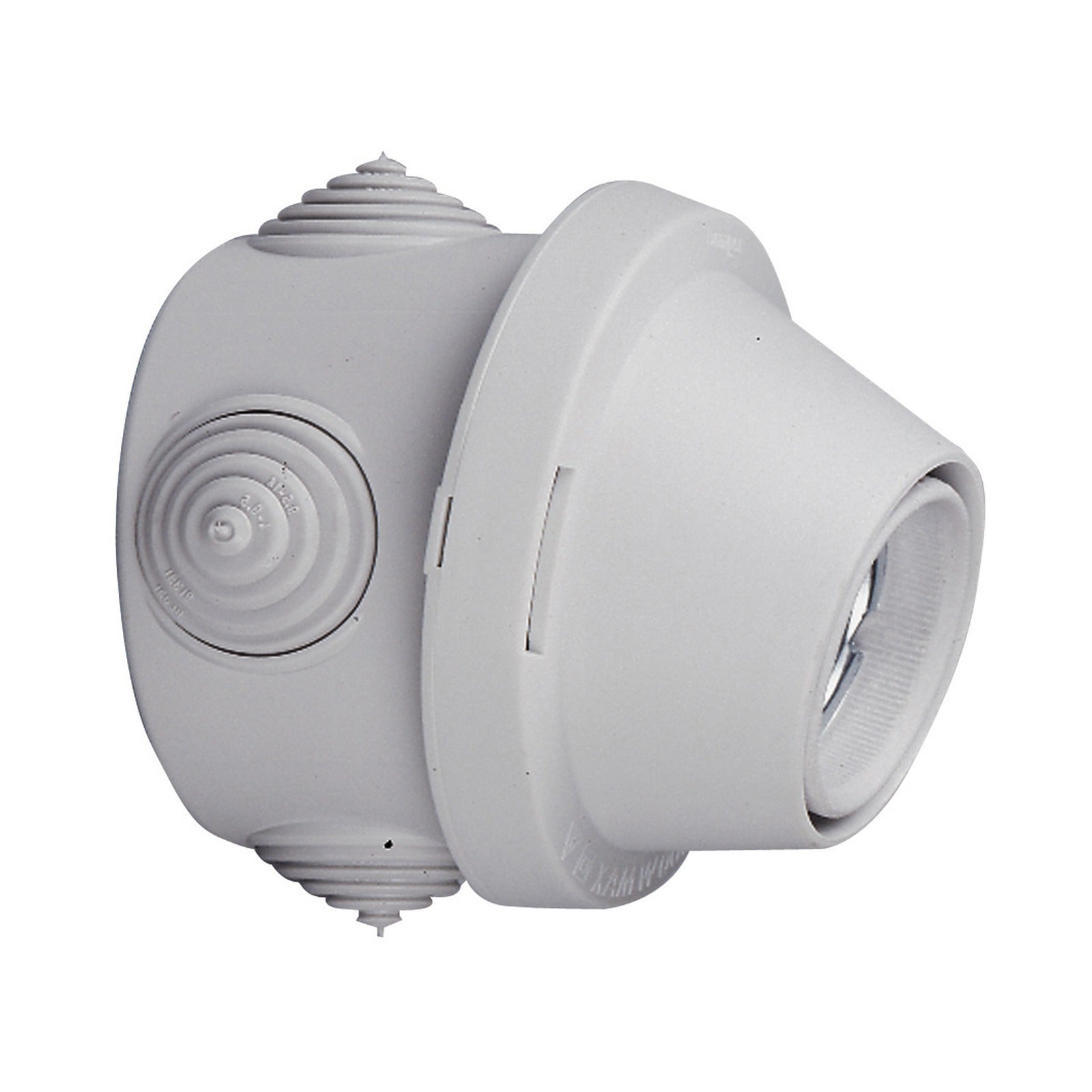 Portalámparas iluminación E27, 100W - 4A - 250V Base caja Plexo IP20 redonda. Color gris - referencia 060152
