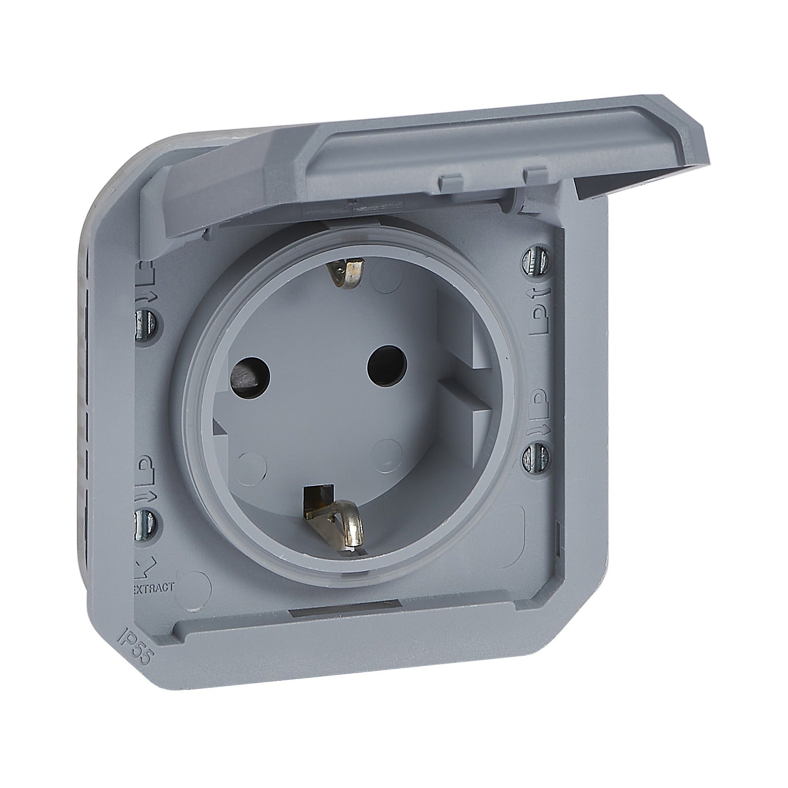 Base de corriente Plexo modular IP55 - 2P+T - embornamiento con tornillos - Gris - referencia 069571L