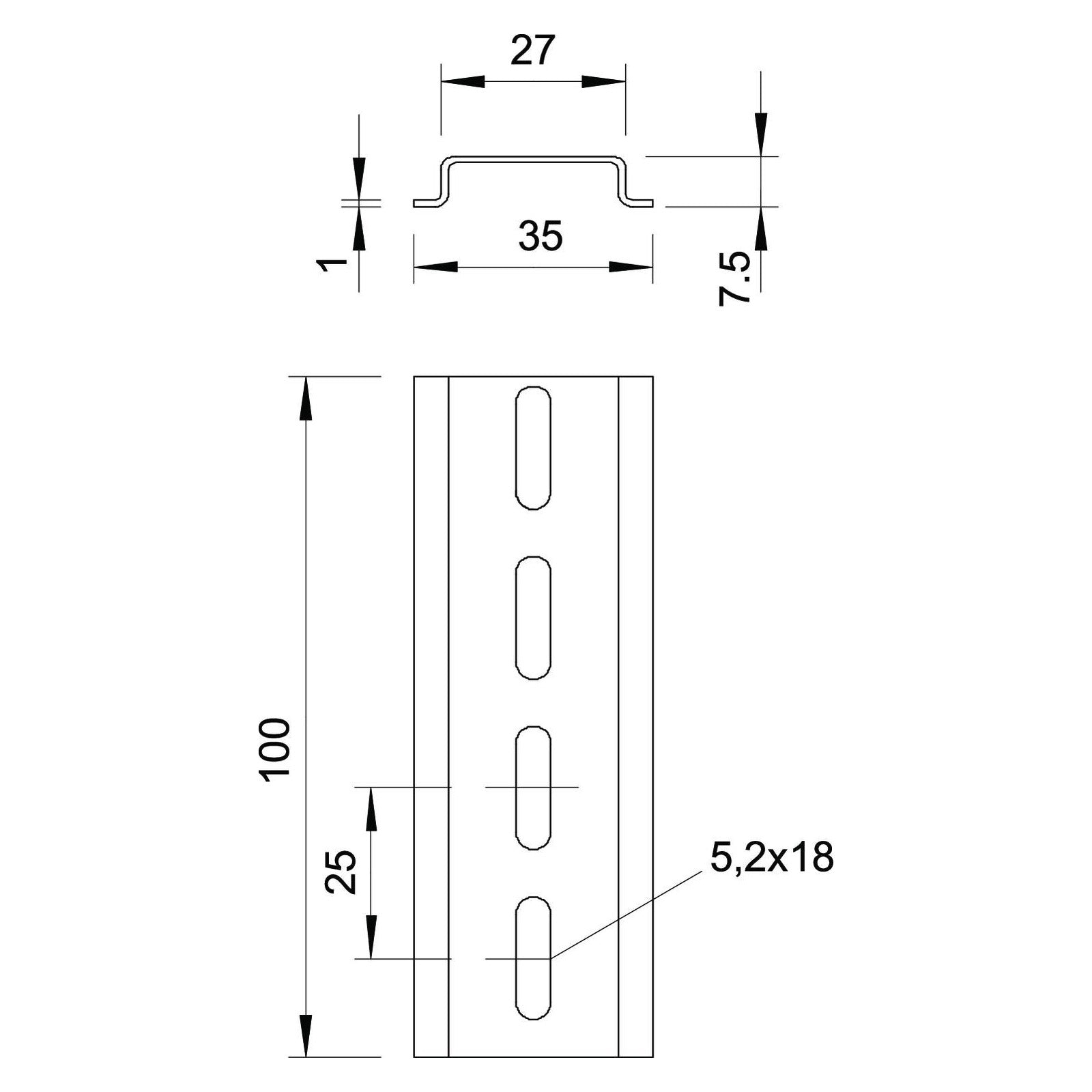 Carril DIN, perforado GTPL OBO Bettermann 1115669 - referencia 1115669