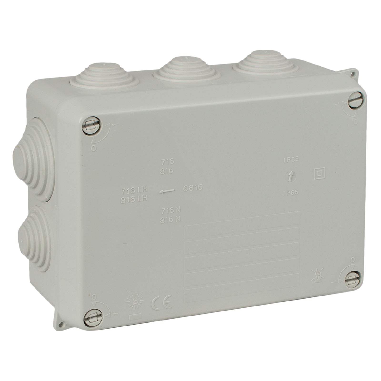 Caja estanca de conexión 153 x 110 x 65 mm con conos. Color gris Solera 716 - referencia 716