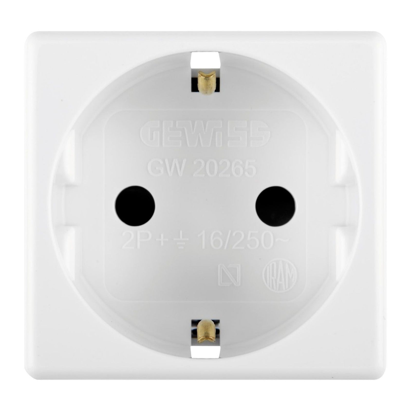 BASE NORMA ESPAÑOLA 250V ac - 2P+T 16A - 2 MÓDULOS- SYSTEM WHITE - referencia GW20265