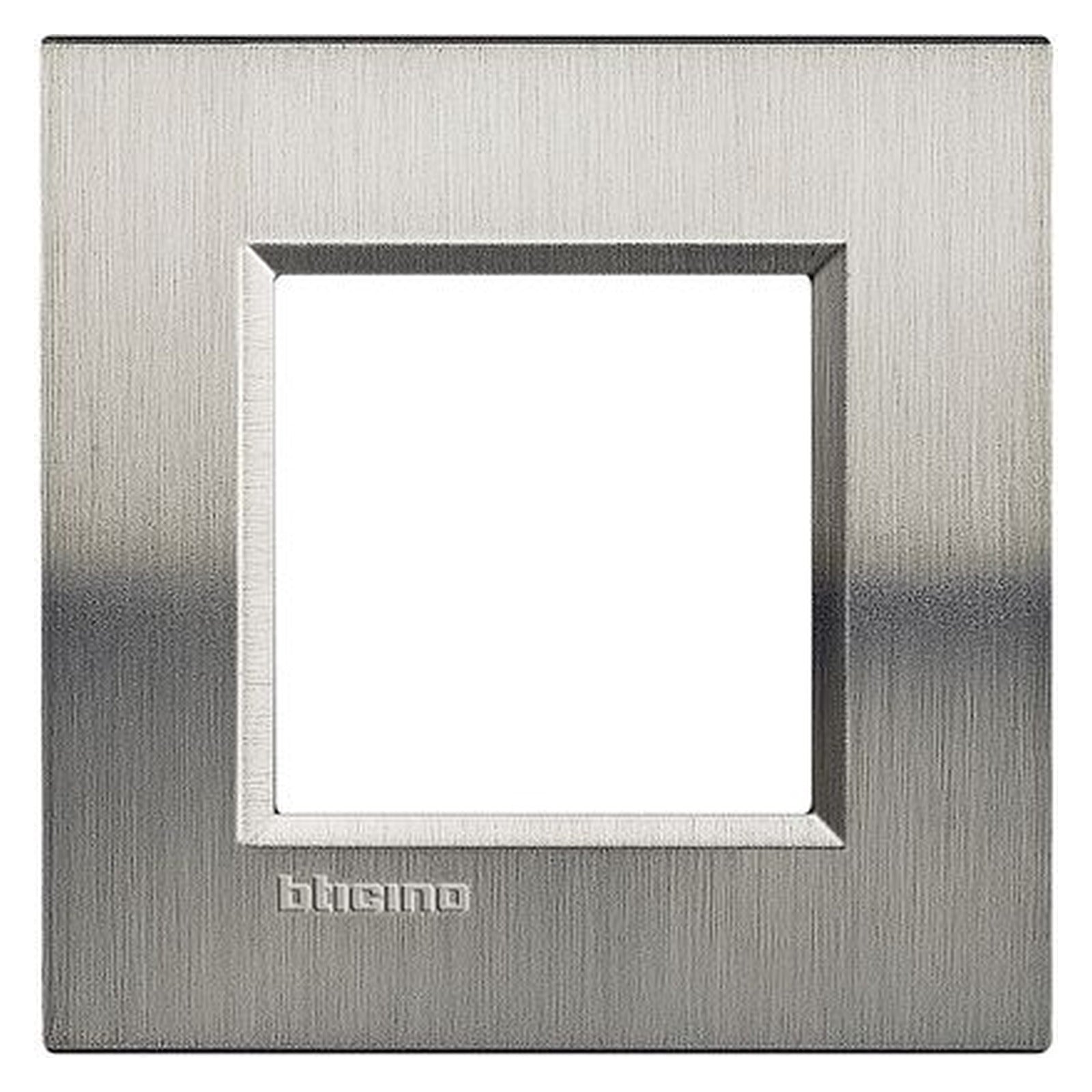 Placa cuadrada BTicino Livinglight Air de 2 módulos en acero cepillado, LNA4802ACS - referencia LNA4802ACS
