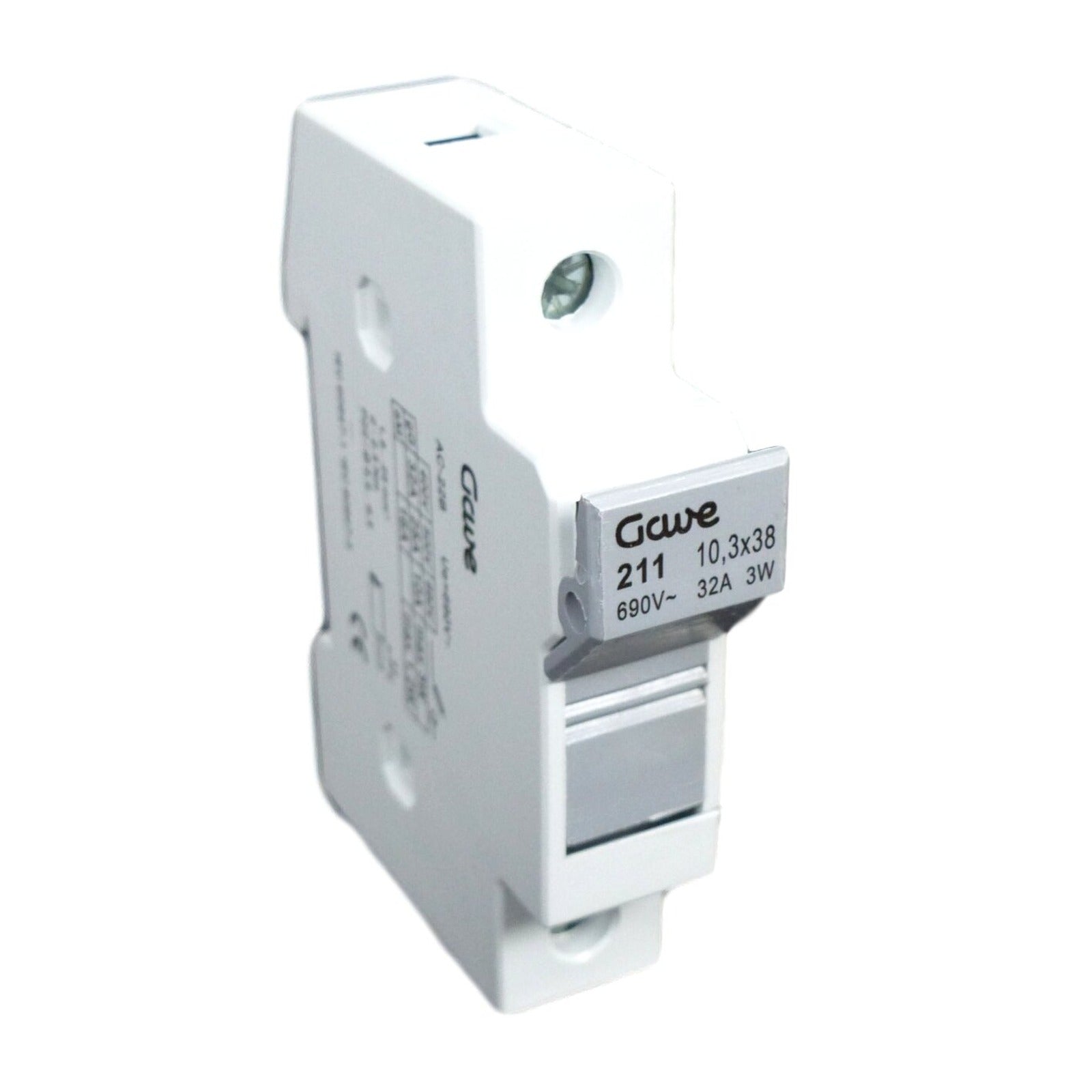 Portafusible modular Gave 211, 1 polo, 10×38 mm, 32 A – Ref. 211 - referencia 211