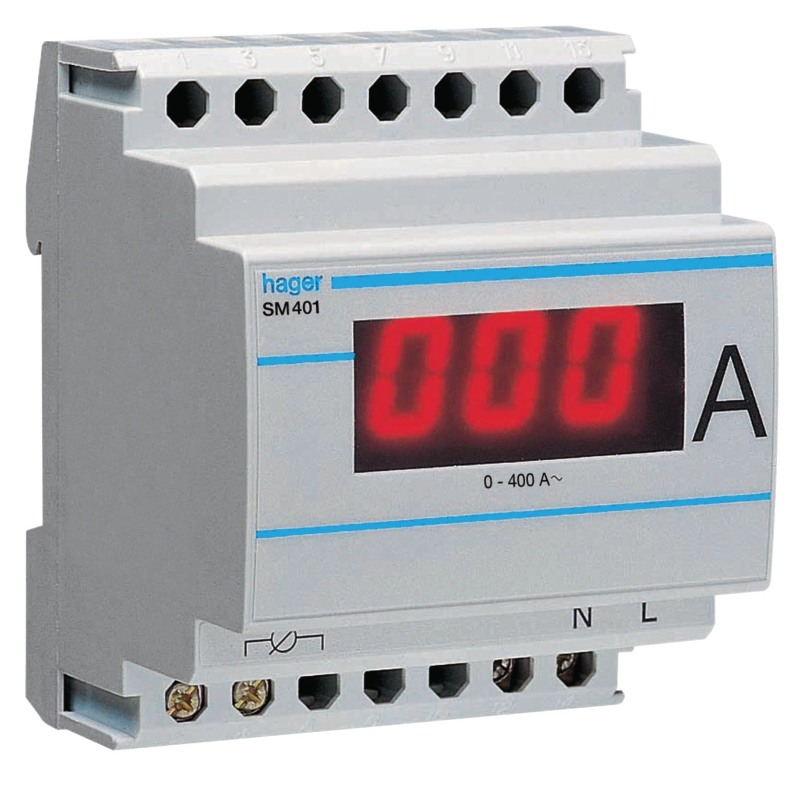 Amperímetro digital modular de 0 a 400 A para transformador de intensidad Hager SM401 - referencia SM401