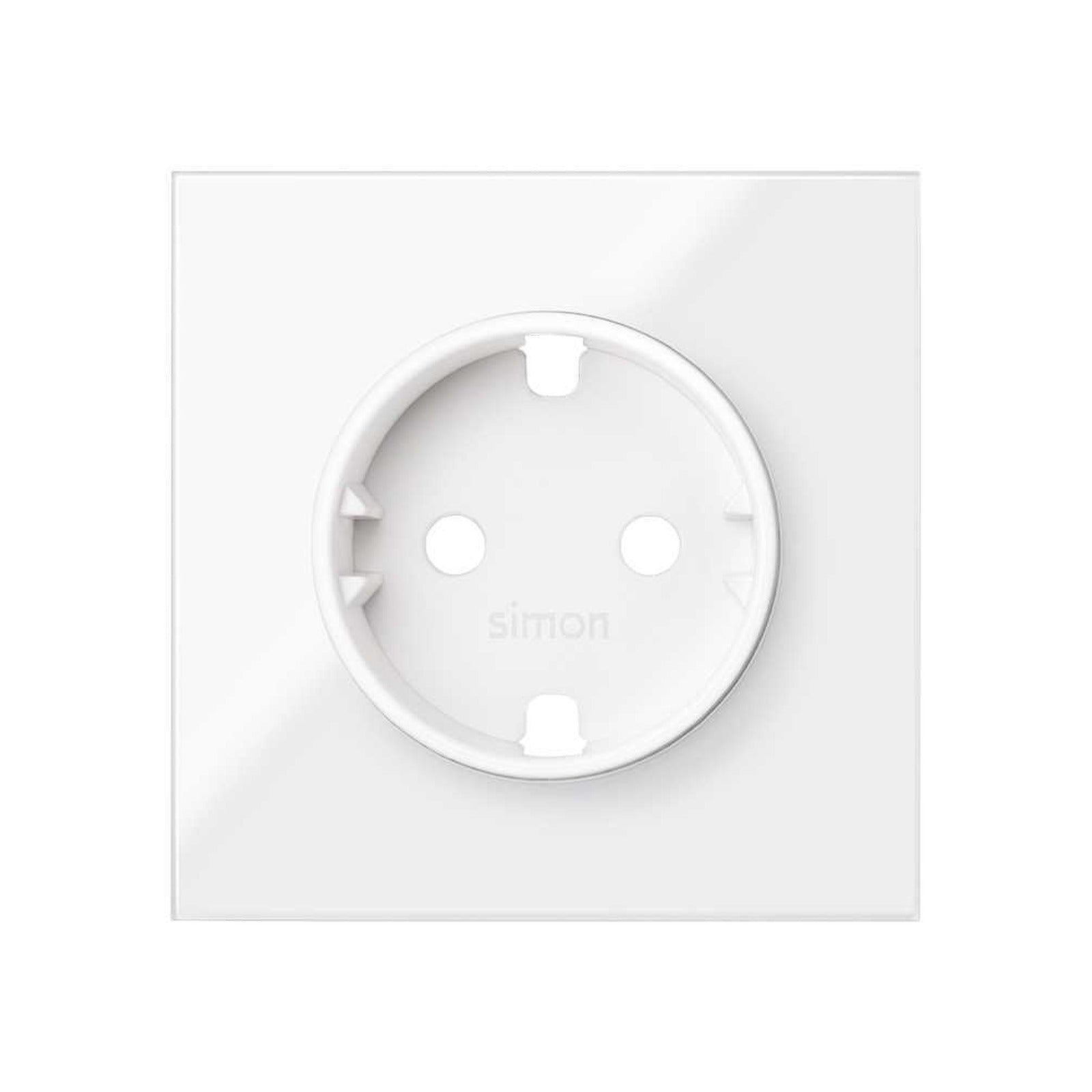 Tapa para la base de enchufe Schuko blanco brillante Simon 100 - referencia 10000041-130