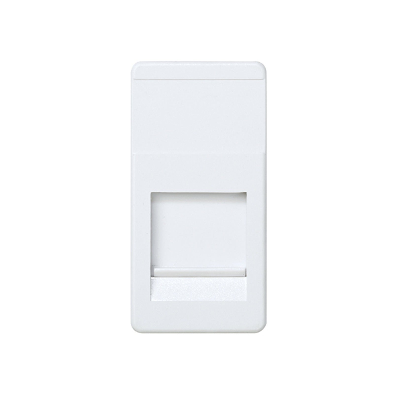 Placa de voz y datos plana de medio elemento con guardapolvo para 1 conector RJ45 AMP® blanco Simon 27 Play - referencia 27087-34