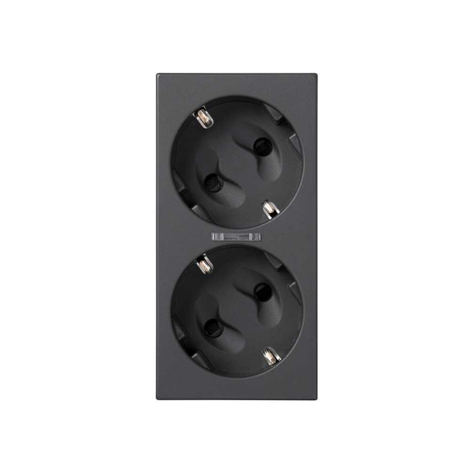 Base de enchufe Schuko doble 16 A 250 V~ con dispositivo de seguridad, LED y embornamiento a tornillo grafito Simon 500 Cima - referencia 50010472-038