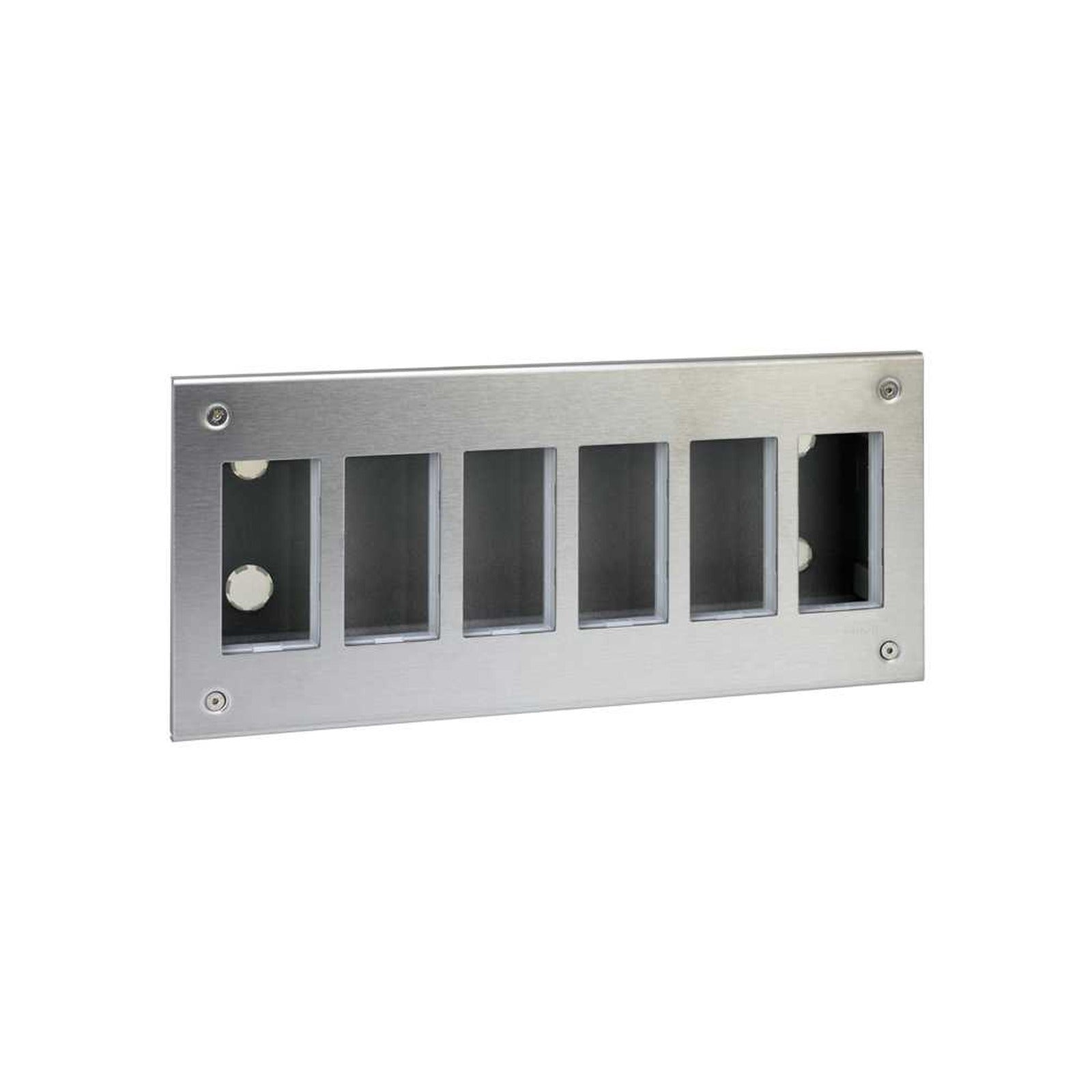 Caja metálica de pared de empotrar para 6 elementos dobles acero inox Simon 500 Cima - referencia 51000116-036