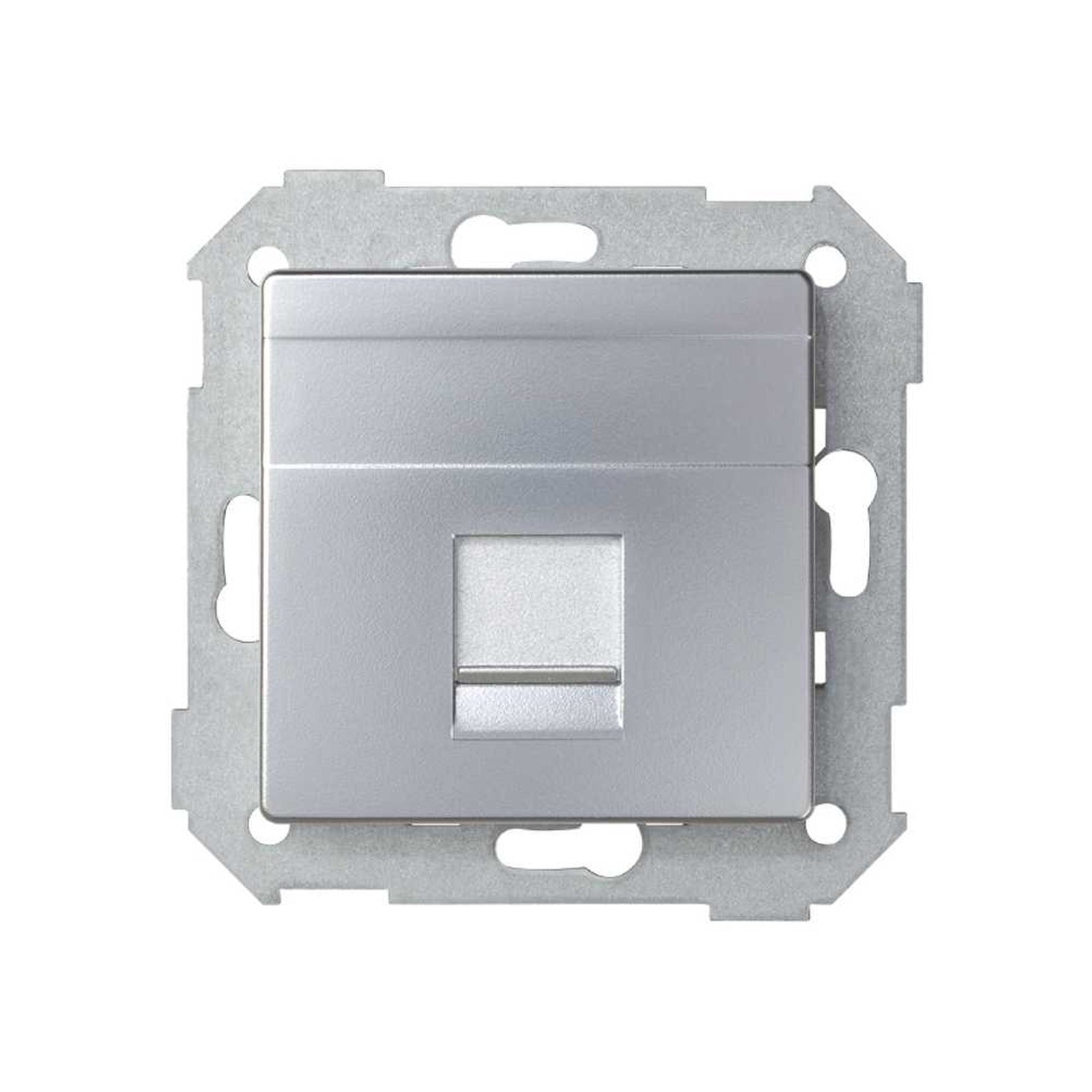 Placa de voz y datos plana con guardapolvo para 1 conector RJ45 aluminio Simon 82 - referencia 82005-33