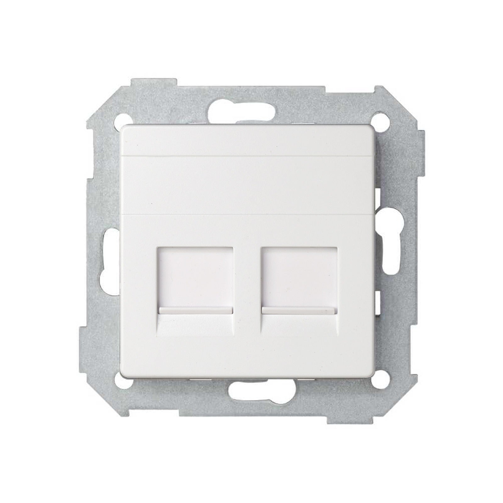 Placa de voz y datos plana con guardapolvo para 2 conectores RJ45 blanco Simon 82 - referencia 82006-30