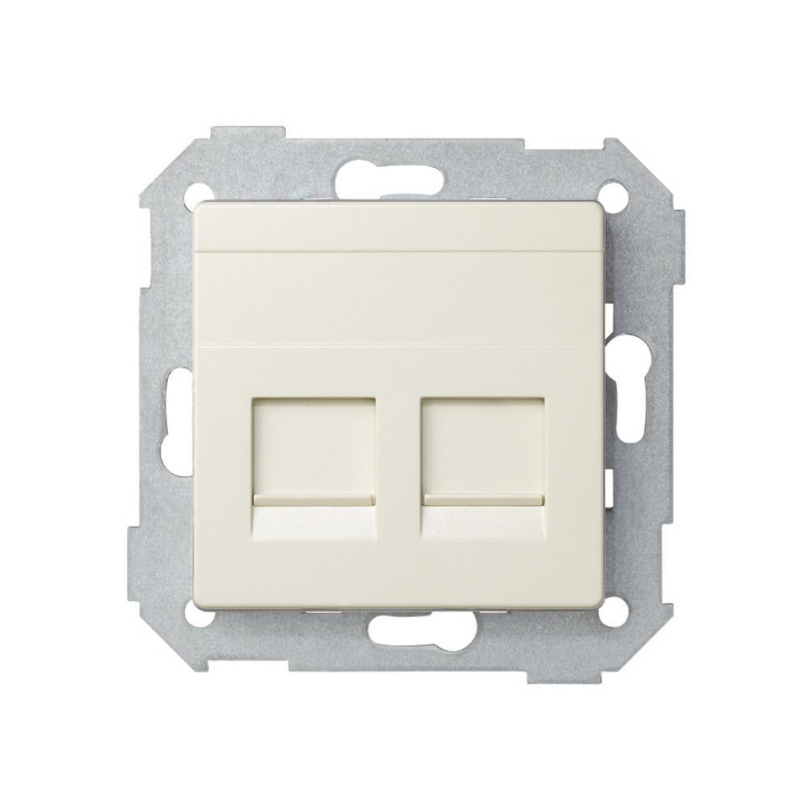 Placa de voz y datos plana con guardapolvo para 2 conectores RJ45 marfil Simon 82 - referencia 82006-31