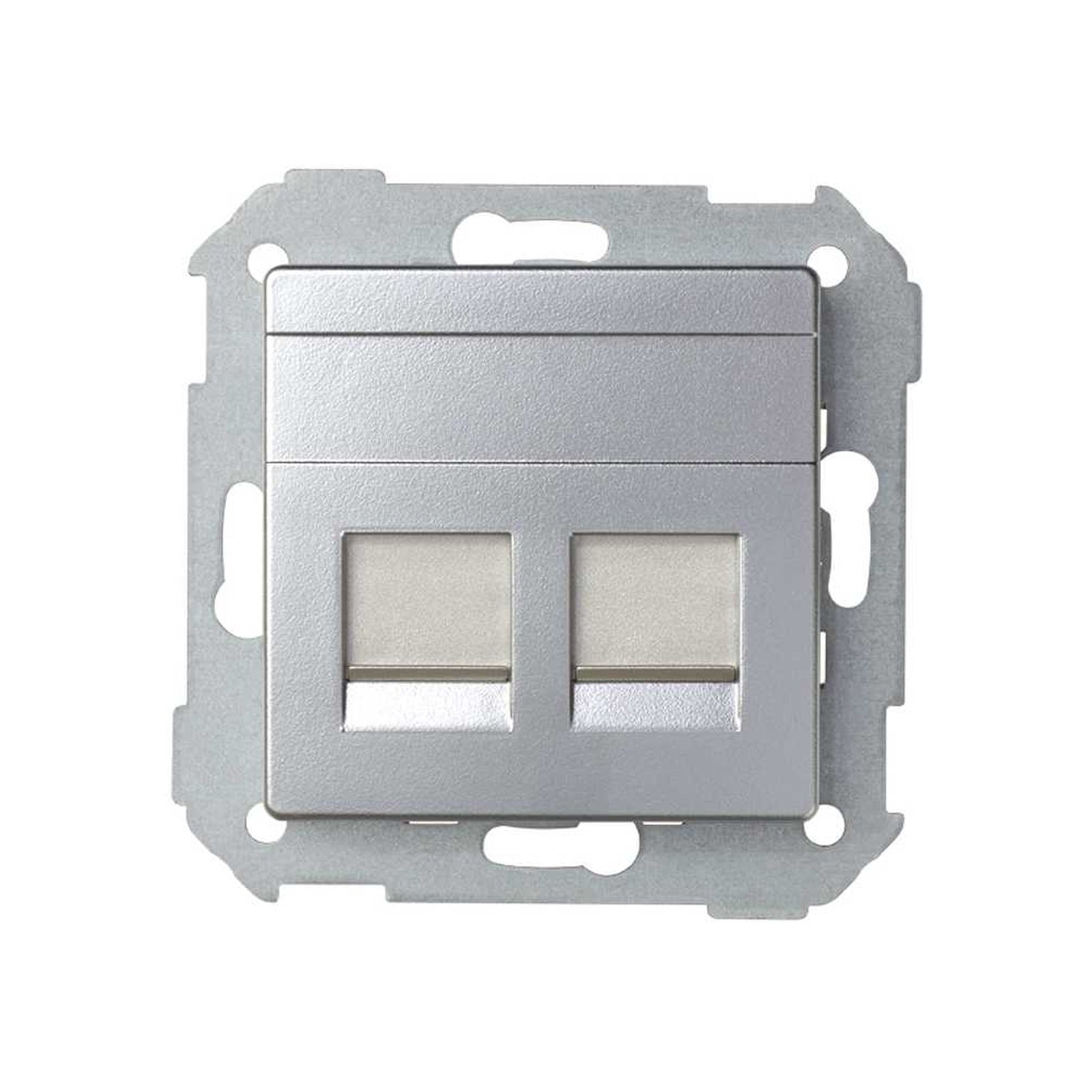 Placa de voz y datos plana con guardapolvo para 2 conectores RJ45 aluminio Simon 82 - referencia 82006-33