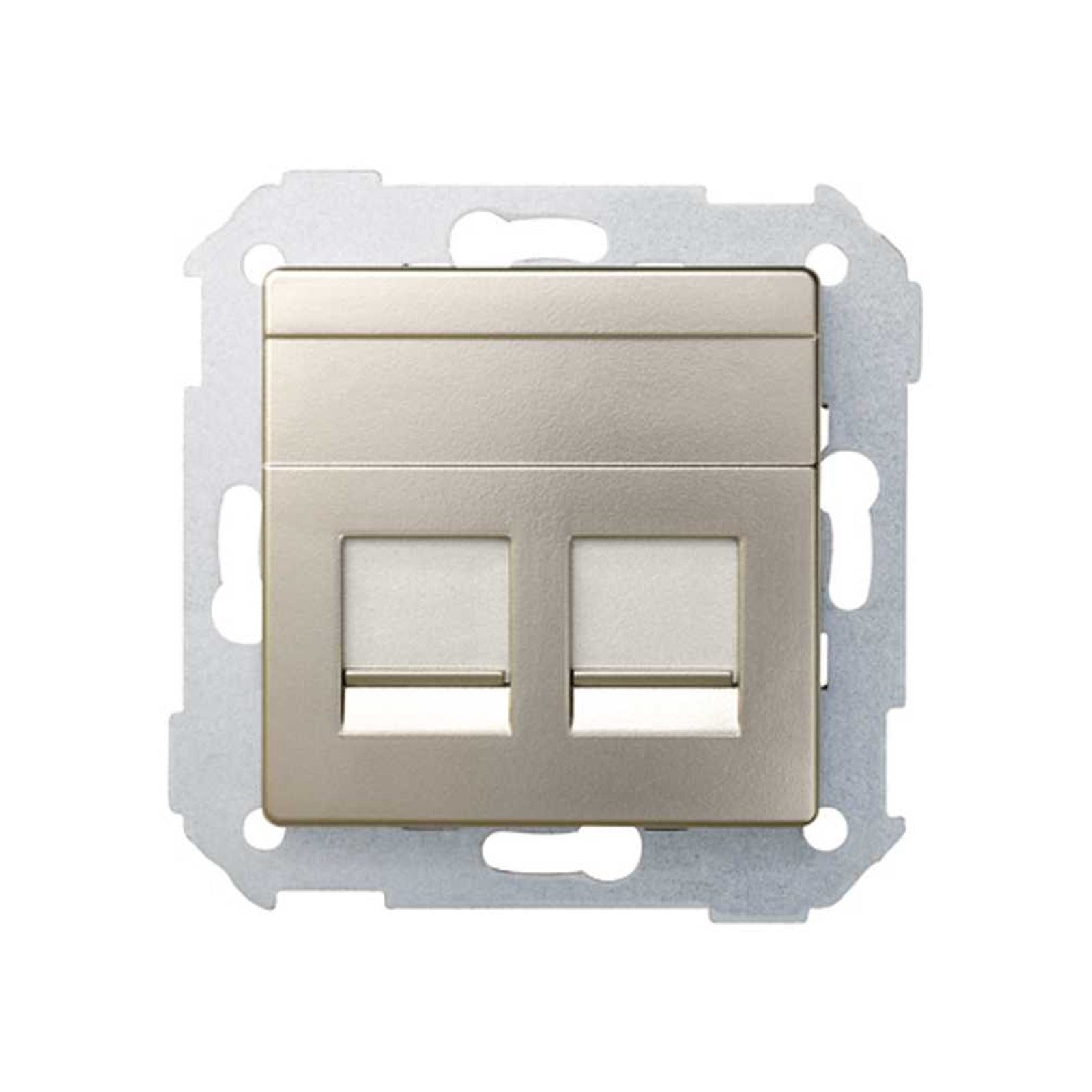 Placa de voz y datos plana con guardapolvo para 2 conectores RJ45 cava Simon 82 - referencia 82006-34