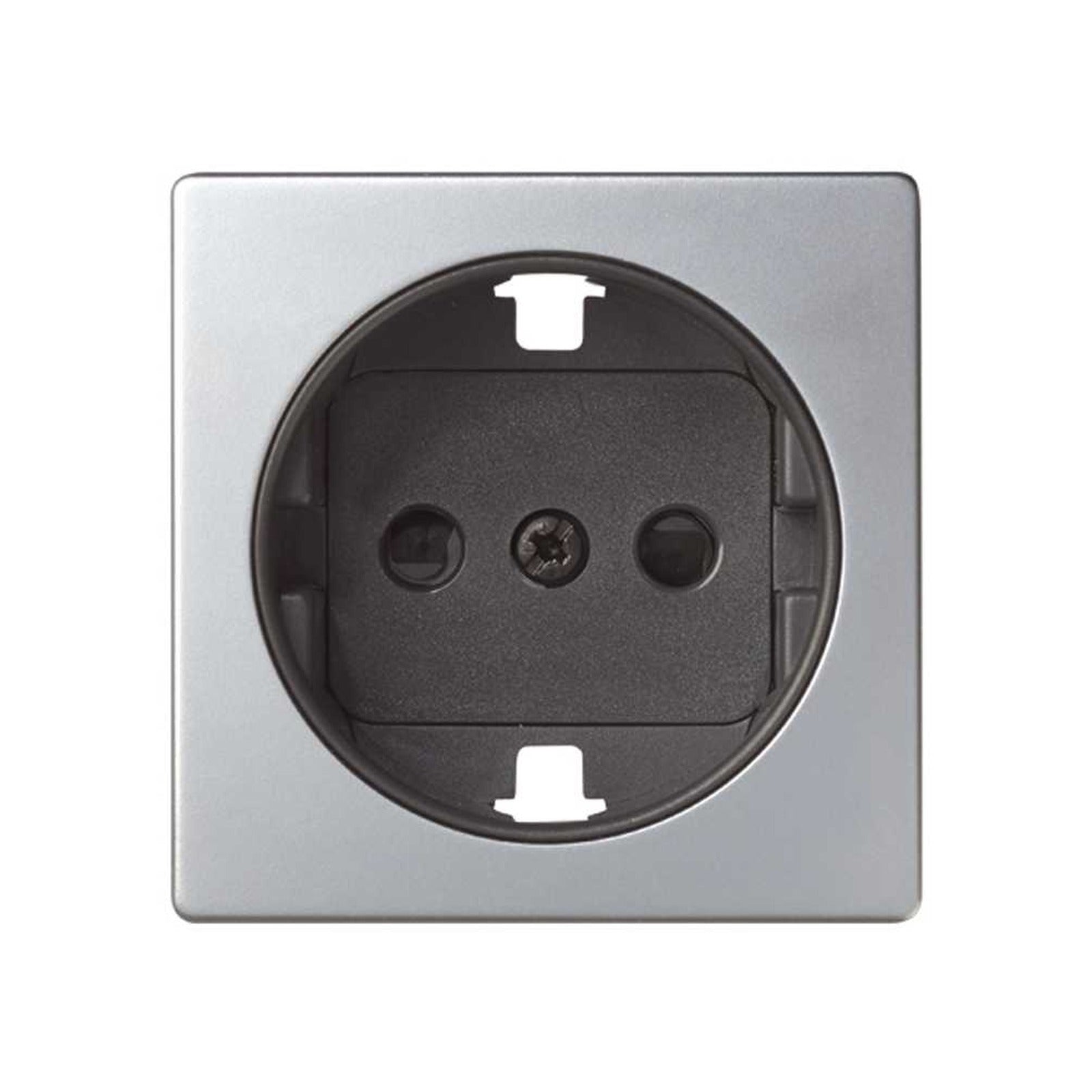 Tapa con dispositivo de seguridad para la base de enchufe Schuko aluminio Simon 82 - referencia 82041-33