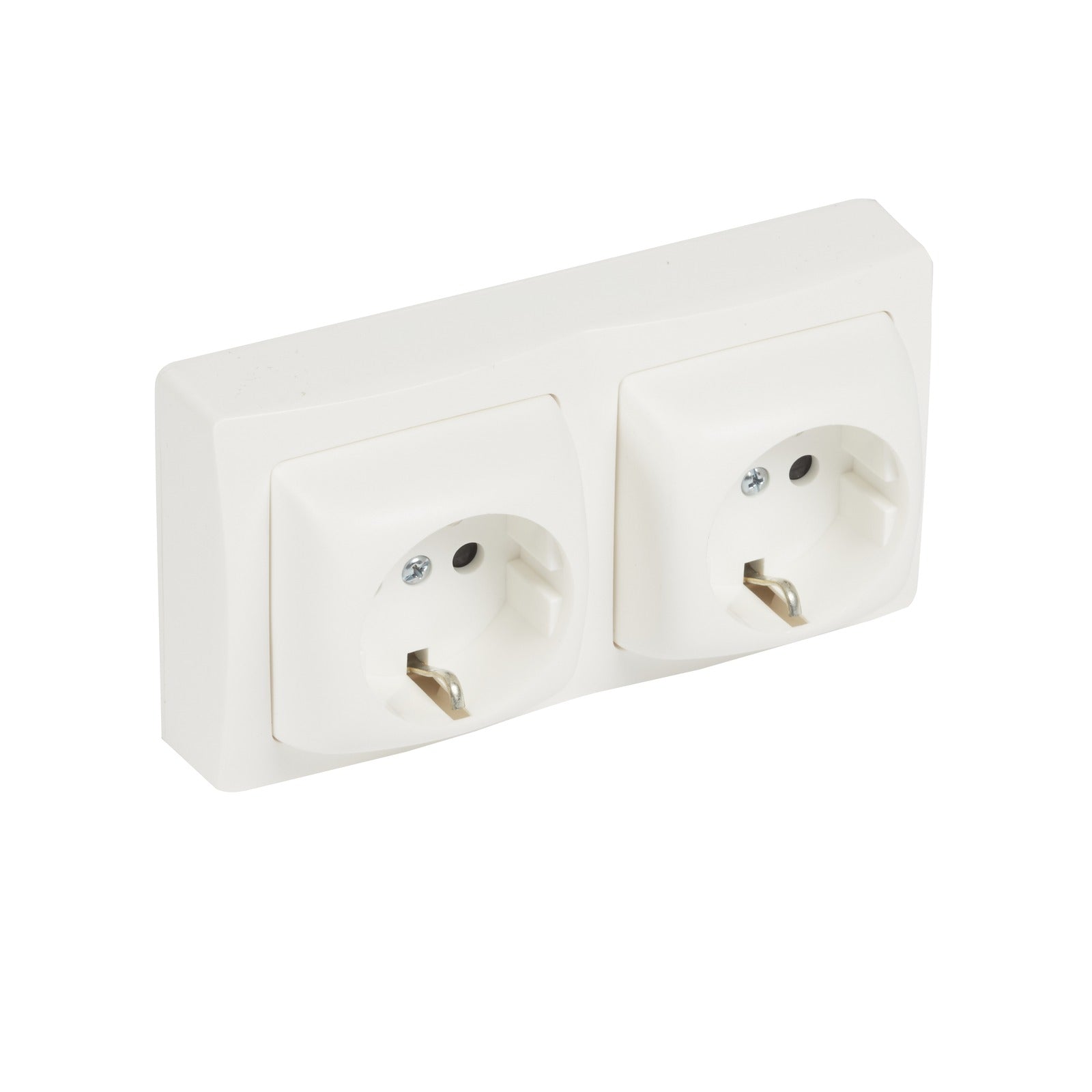 Base 2x2P+T obturador de protección - Oteo - monobloc - Bornes de tornillos - Blanco - referencia 086077