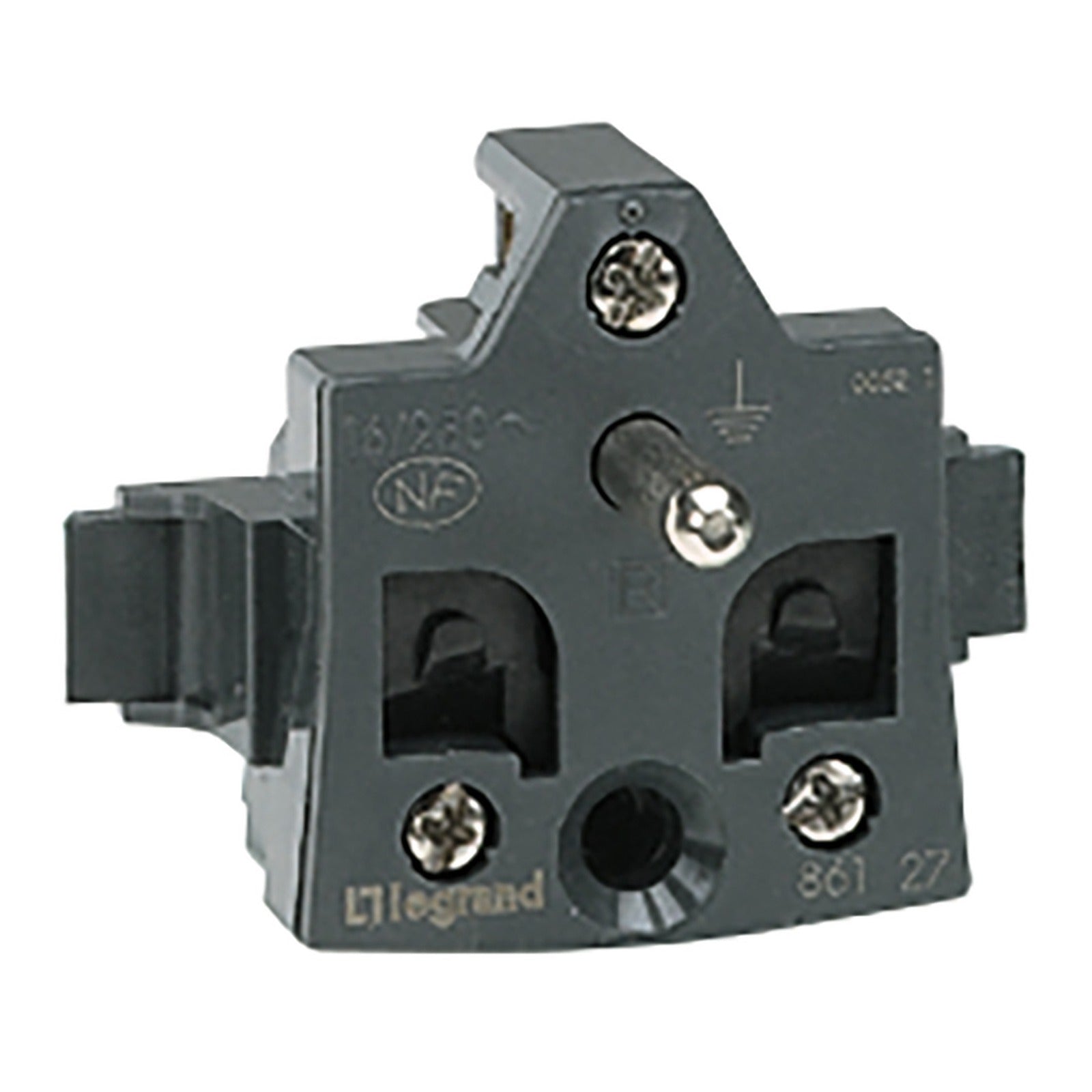 Base 2P+T obturador de protección - 16A/230V - Oteo - componible - Bornes de tornillos - Blanco - referencia 086131