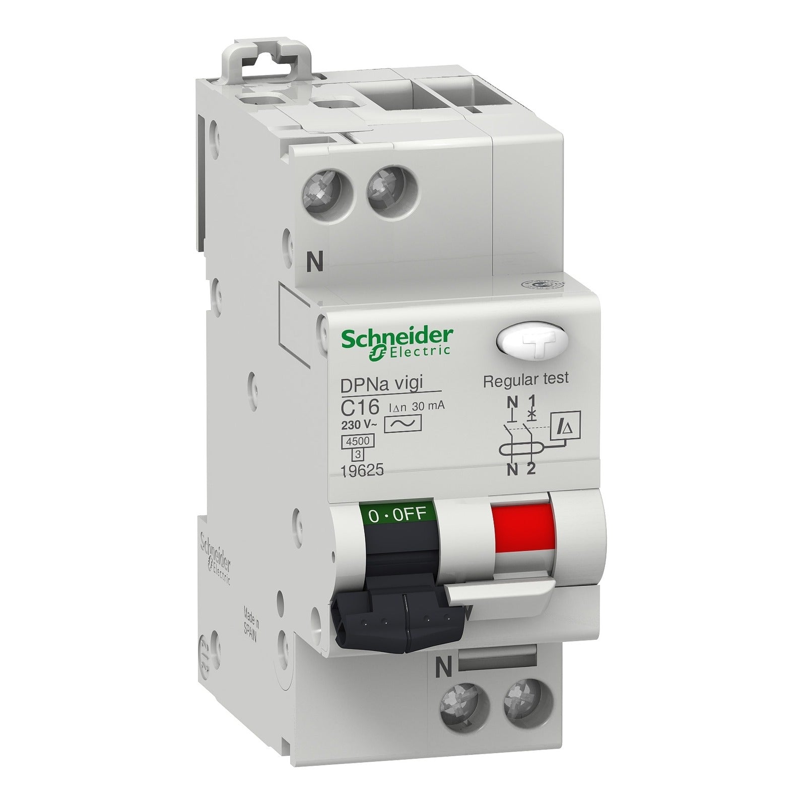 Interruptor magnetotérmico diferencial Schneider Electric DPNa Vigi, 1P+N, 16 A, curva C, 19305 - referencia 19305
