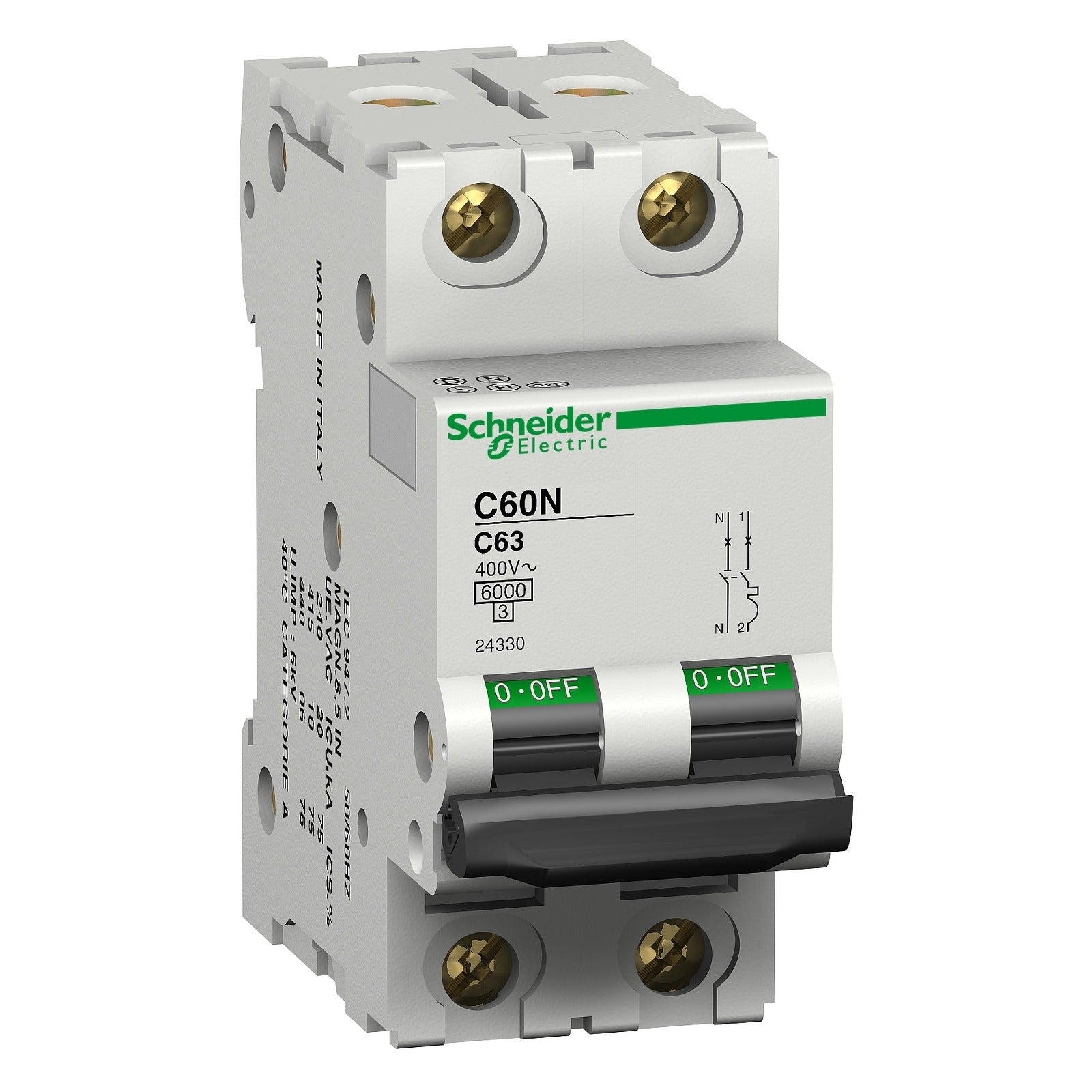 Interruptor magnetotérmico Schneider Electric C60N, 1P+N, 16 A, curva C, 24324 - referencia 24324