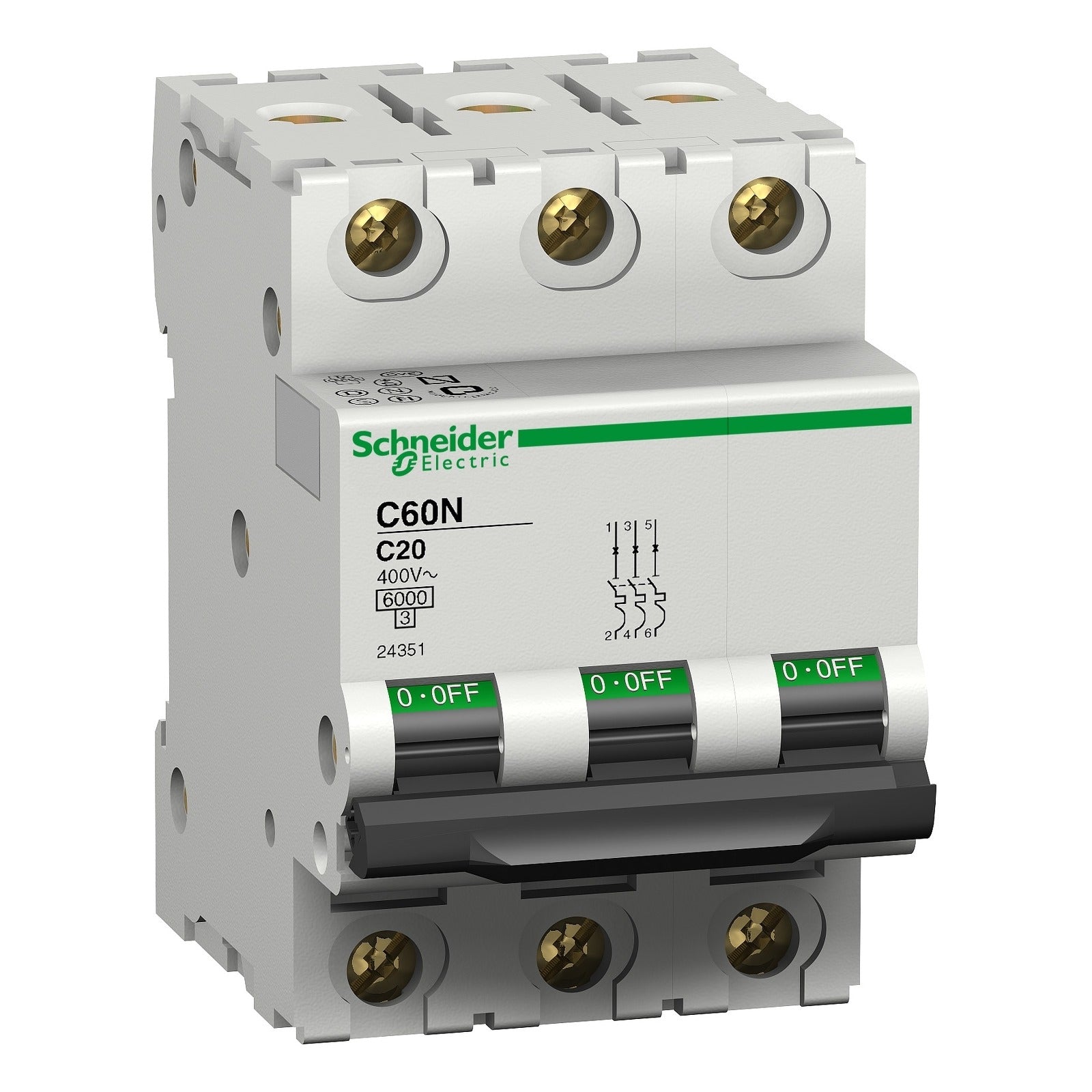 Interruptor magnetotérmico Schneider Electric C60N, 3P, 40 A, curva C, 24354 - referencia 24354