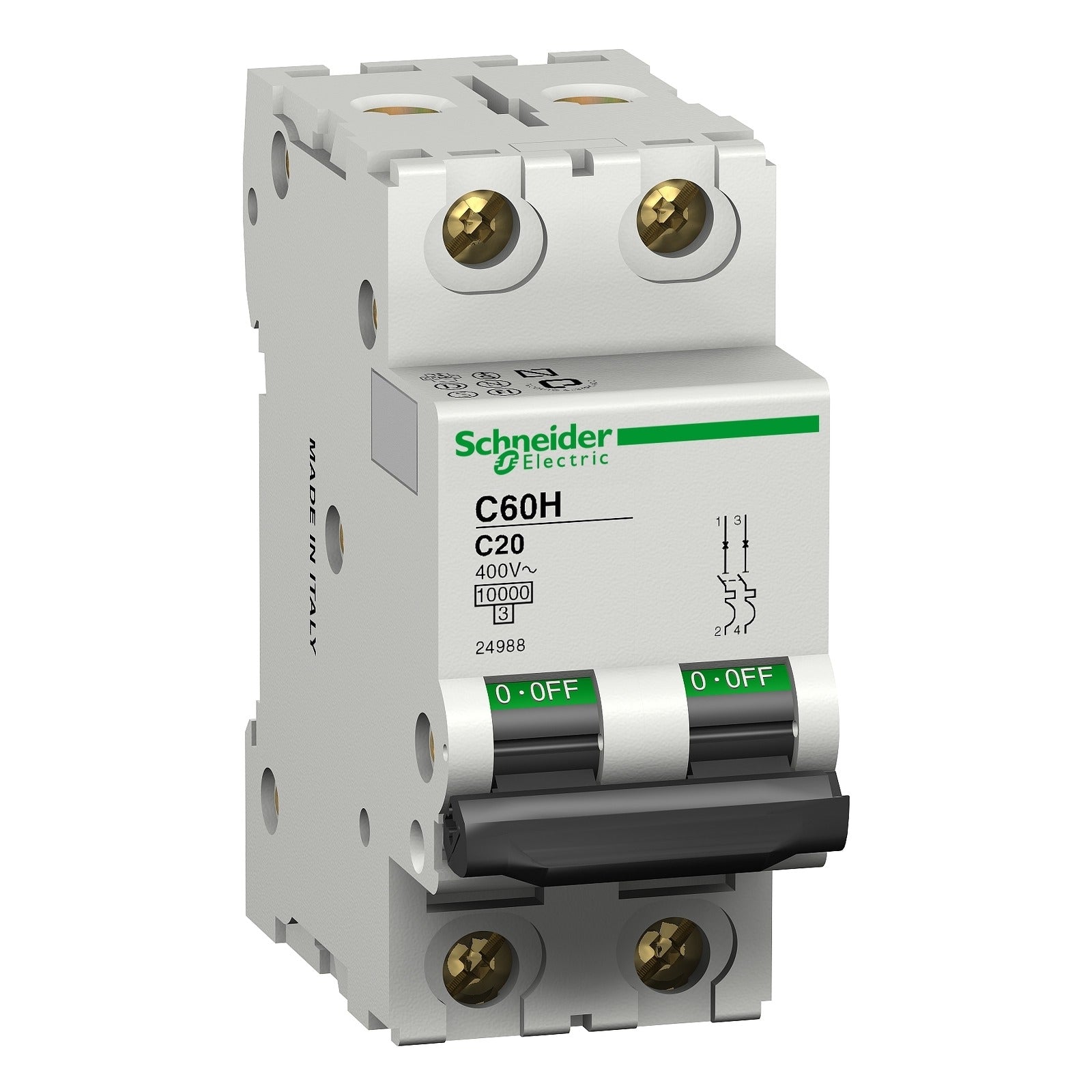 Interruptor magnetotérmico Schneider Electric C60H, 2P, 6 A, curva C, 24985 - referencia 24985