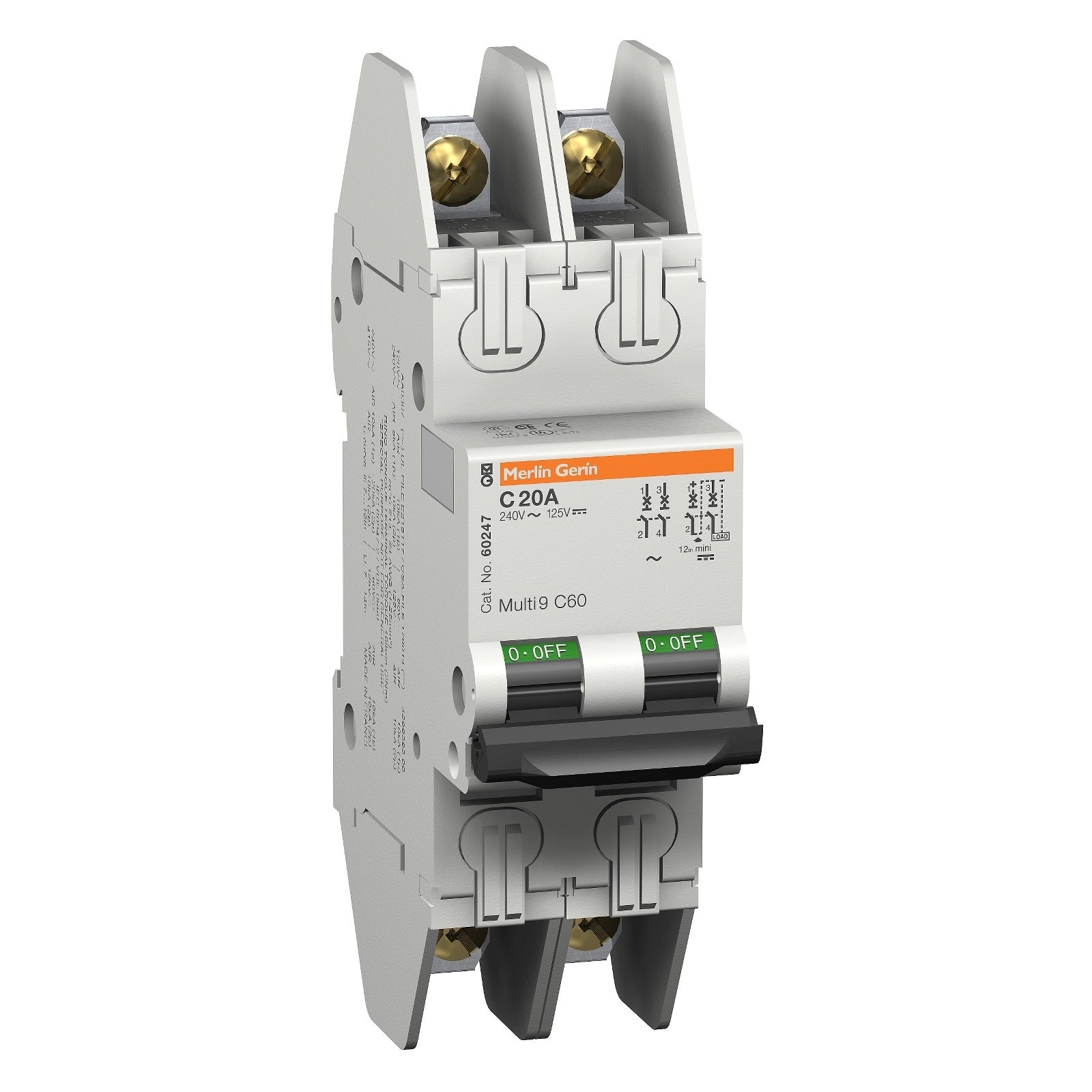 Interruptor magnetotérmico Schneider Electric Multi 9 C60 OEM, 2P, 5 A, curva C, UL 489, 60240 - referencia 60240