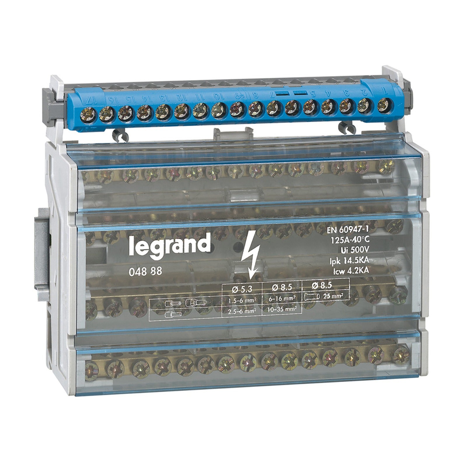 Repartidor tetrapolar Legrand, 125 A, 8 módulos, 004888 - referencia 004888