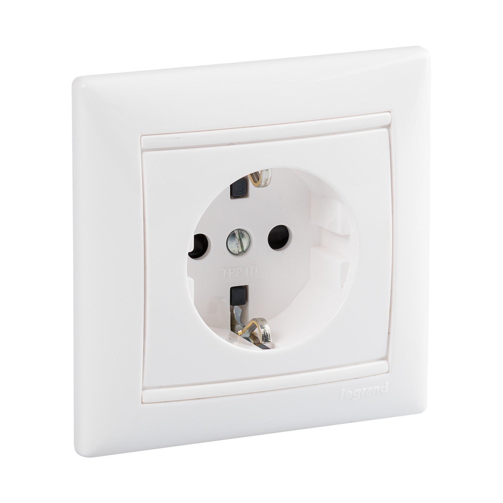 Base de enchufe Legrand Valena monobloc 2P+T, conexión por tornillo, blanco, 770086 - referencia 770086