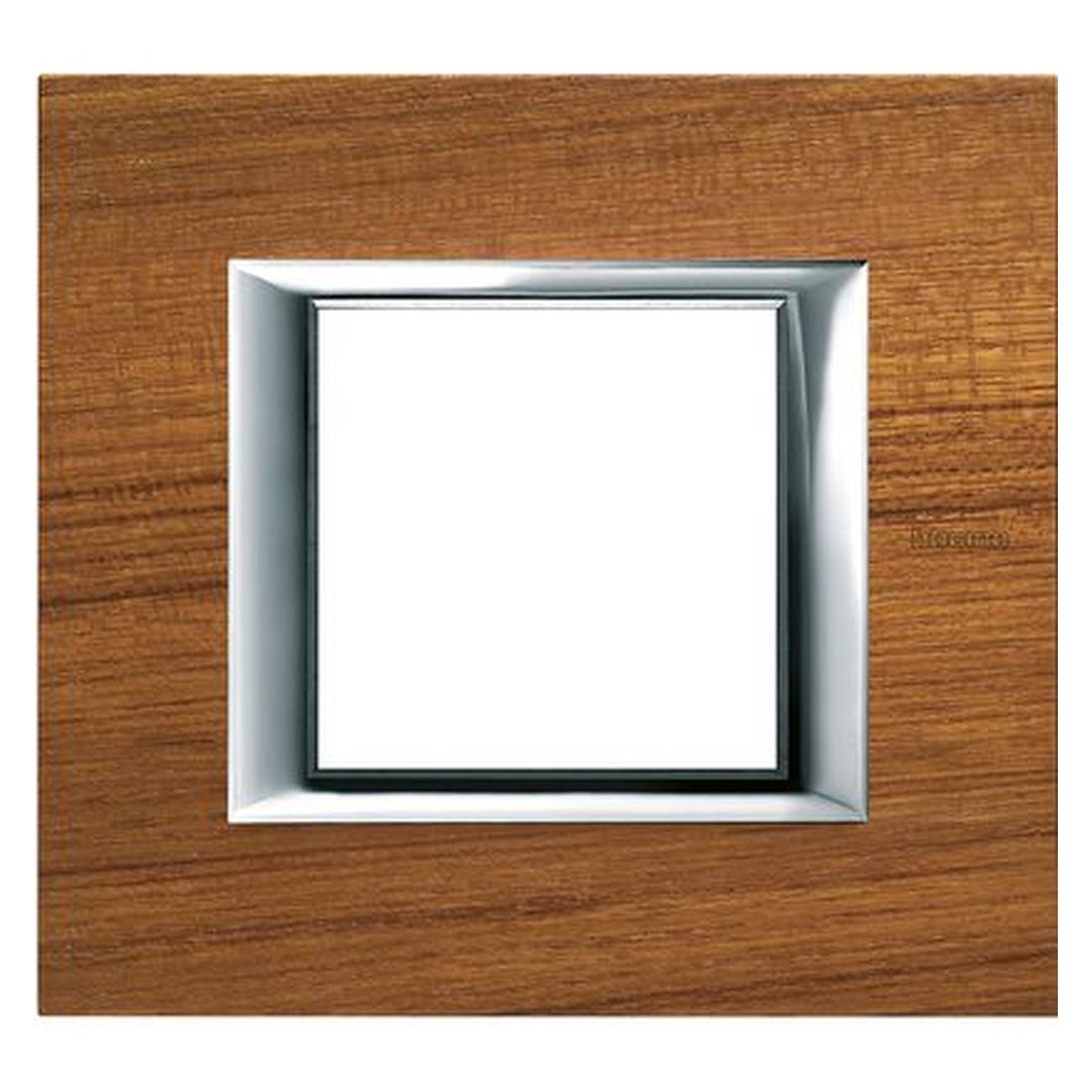 Placa rectangular BTicino Axolute de 2 módulos, madera maciza de teca, HA4802LTK - referencia HA4802LTK