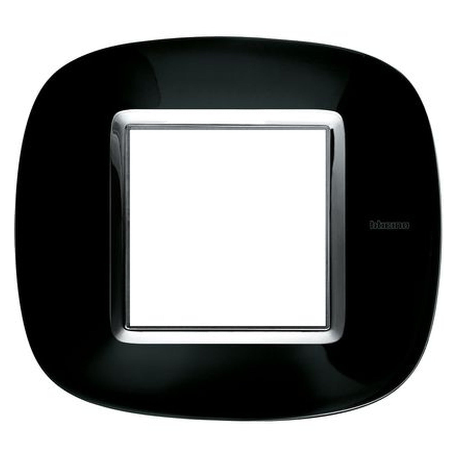 Placa elíptica BTicino Axolute de 2 módulos, metal negro Solid, HB4802NR - referencia HB4802NR