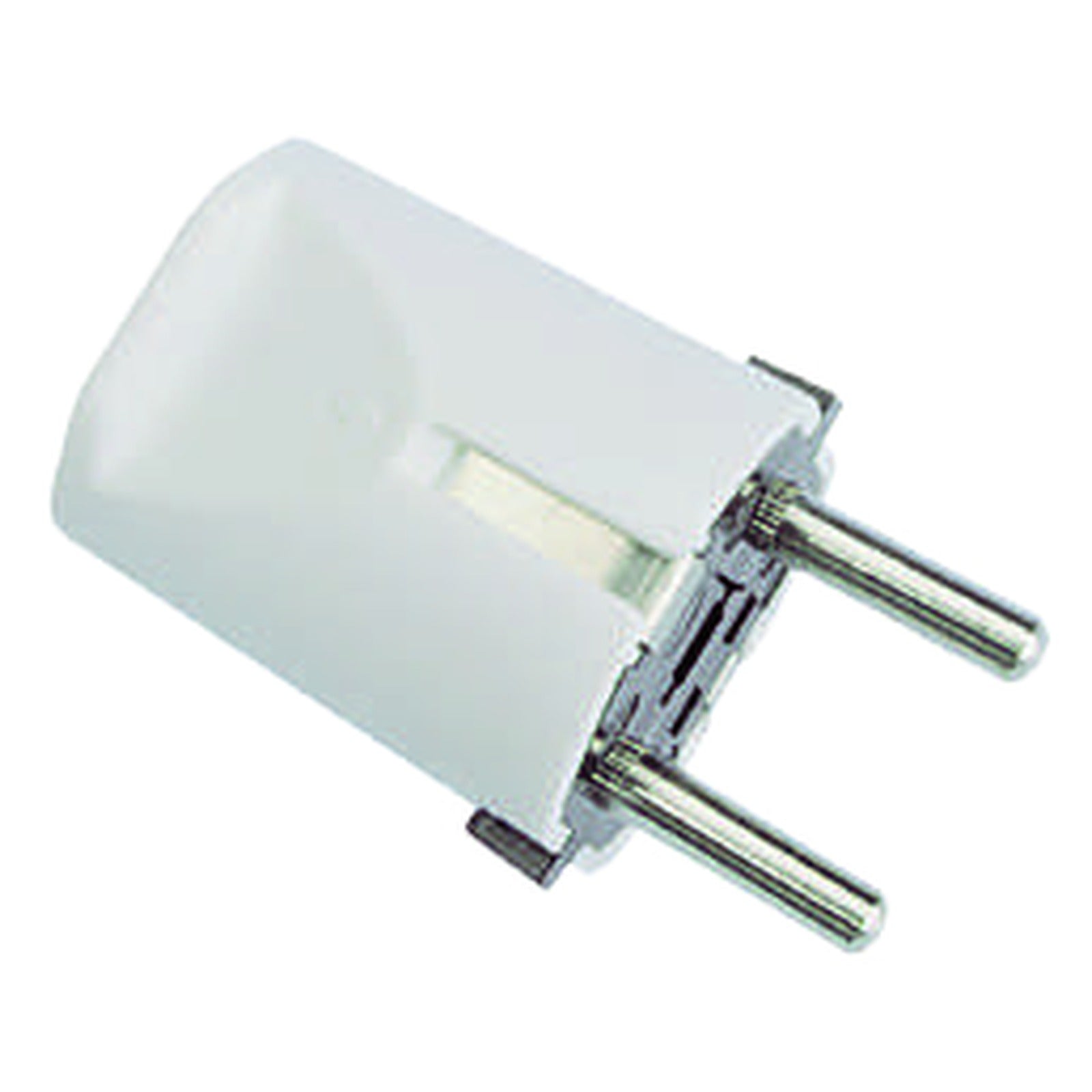 Clavija bipolar con toma de tierra y entrada lateral, blanca Fenoplástica - Ref. 159B - referencia 159B