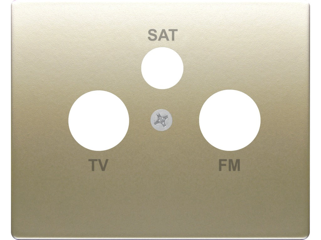 Tapa para toma R/TV-SAT 3 salidas dorado malta BJC Mega – Ref. 22341-DM - referencia 22341-DM