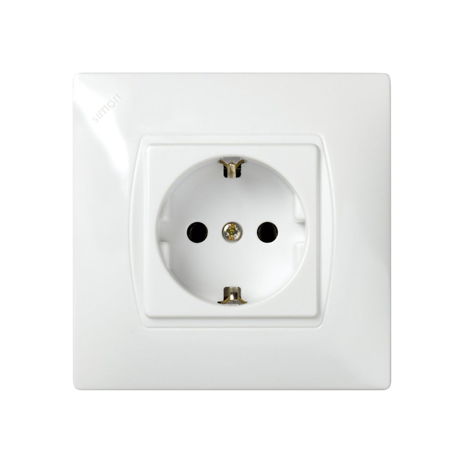 Base de enchufe Schuko monobloque 16 A 250 V~ con seguridad y embornamiento rápido blanca Simon 27 - referencia 27462-65