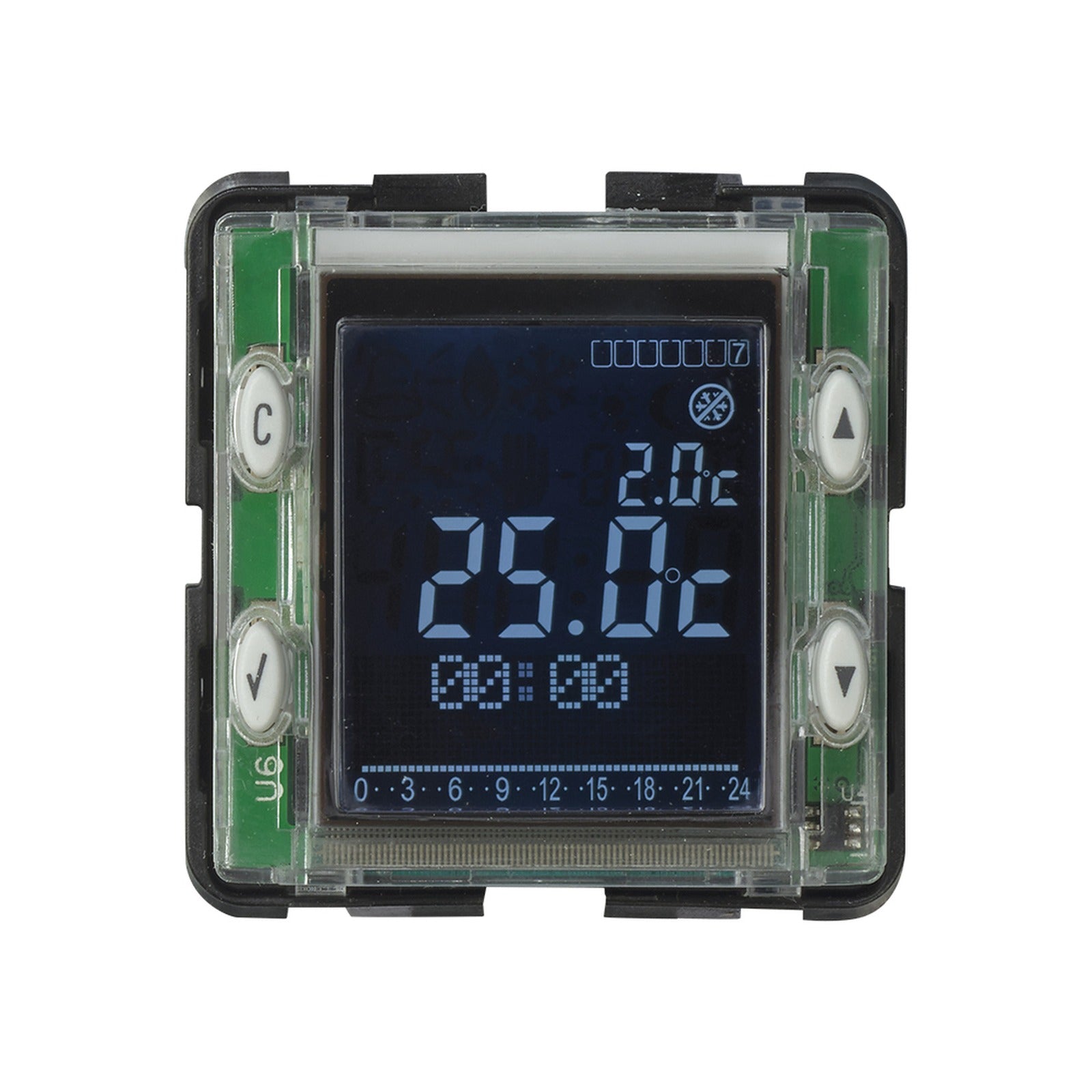 Cronotermostato digital para calefacción y refrigeración con control automático o manual y display Simon 75 - referencia 75817-39