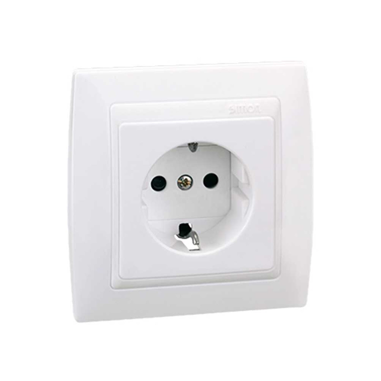 Base de enchufe Schuko monobloque 16 A 250 V~ con seguridad y embornamiento a tornillo blanca Simon 82 - referencia 82452-30
