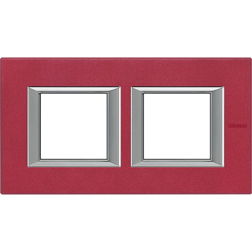 Placa rectangular BTicino Axolute 2 × 2 módulos, rojo China – Ref. HA4802M2HRC - referencia HA4802M2HRC