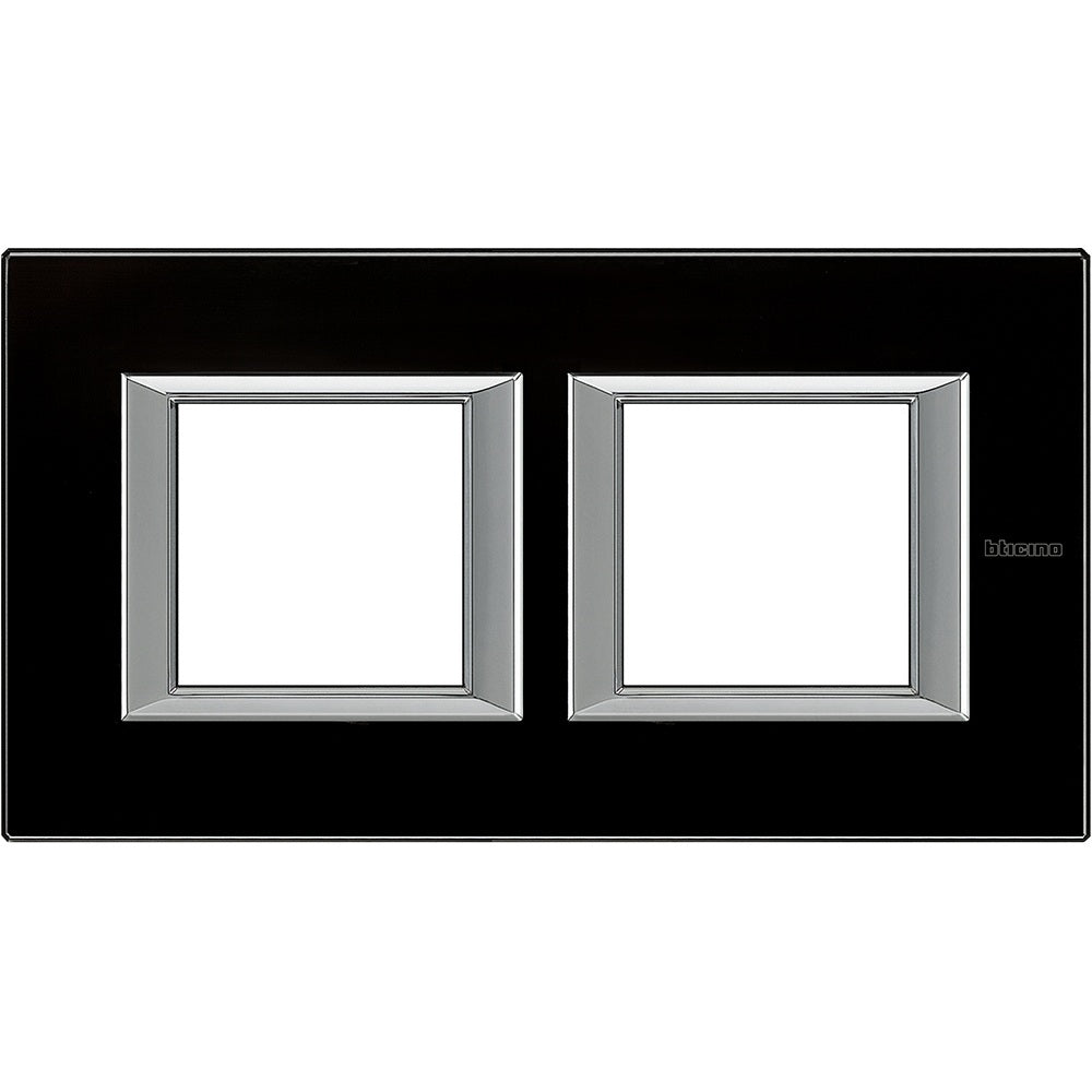 Placa rectangular BTicino Axolute 2 × 2 módulos, cristal negro – Ref. HA4802M2HVNN - referencia HA4802M2HVNN
