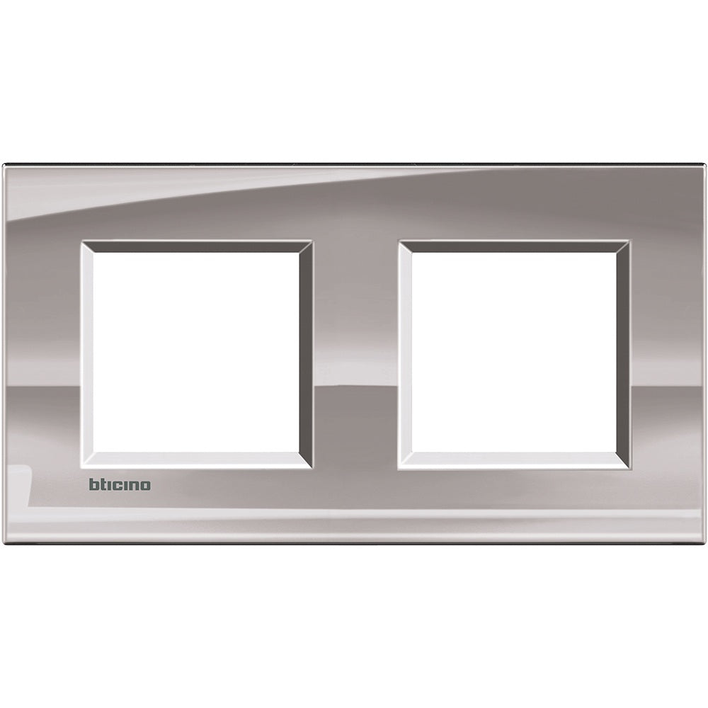 Placa cuadrada BTicino Livinglight 2 × 2 módulos, níquel – Ref. LNA4802M2NS - referencia LNA4802M2NS